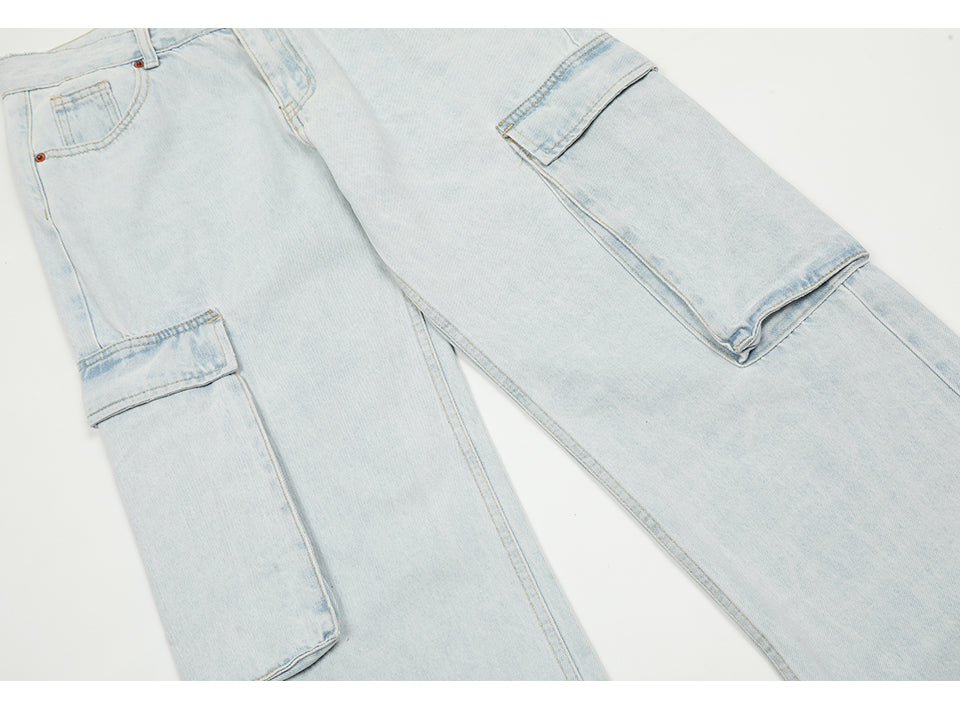 Baggy Light Blue Distressed Denim Jeans PinkLimes Trending Streetwear