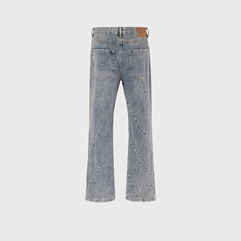 Washed Spiral Stitching Blue Jeans PinkLimes Trending Streetwear