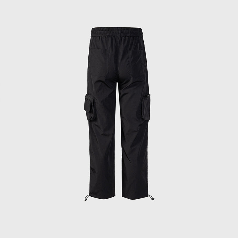 Functional Multi-Pocket Drawstring Cargo Pants Black PinkLimes Trending Streetwear