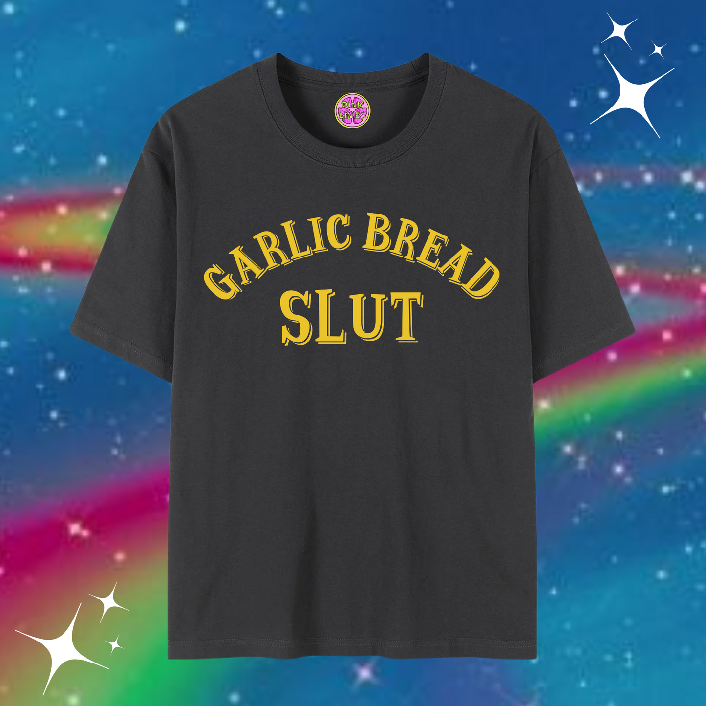 Garlic Bread Sl*t Baggy Tee Black Shirts & Tops PinkLimes Trending Streetwear