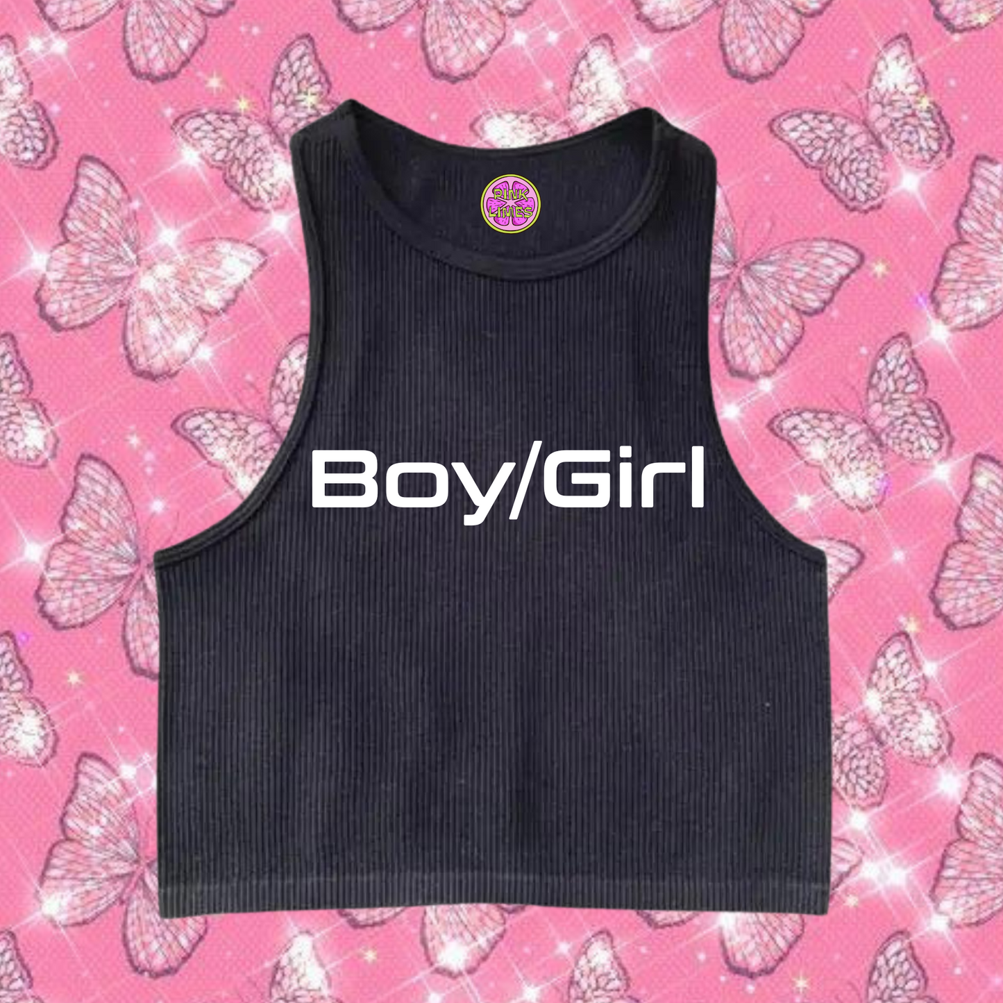 Boy/Girl Crop Tank Top Black Shirts & Tops PinkLimes Trending Streetwear