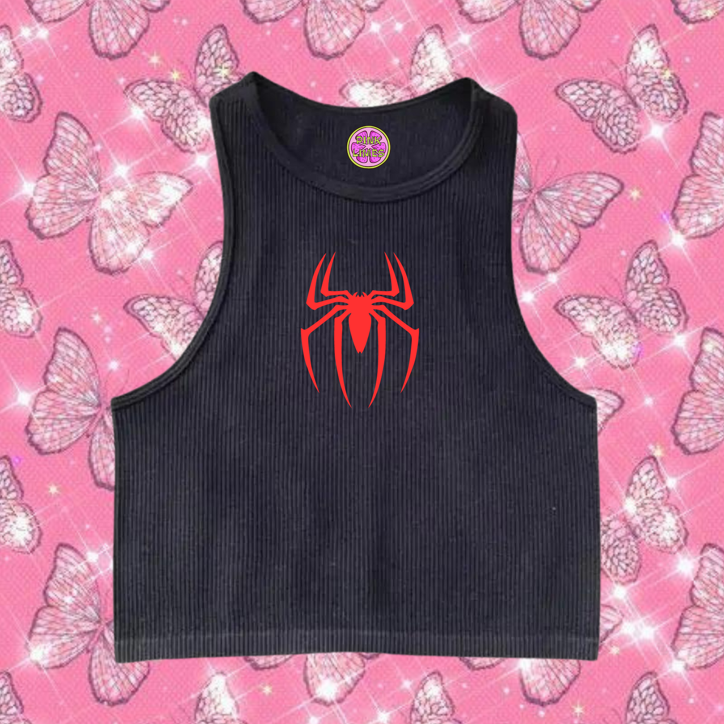 Red Spider Tank Top Black Shirts & Tops PinkLimes Trending Streetwear