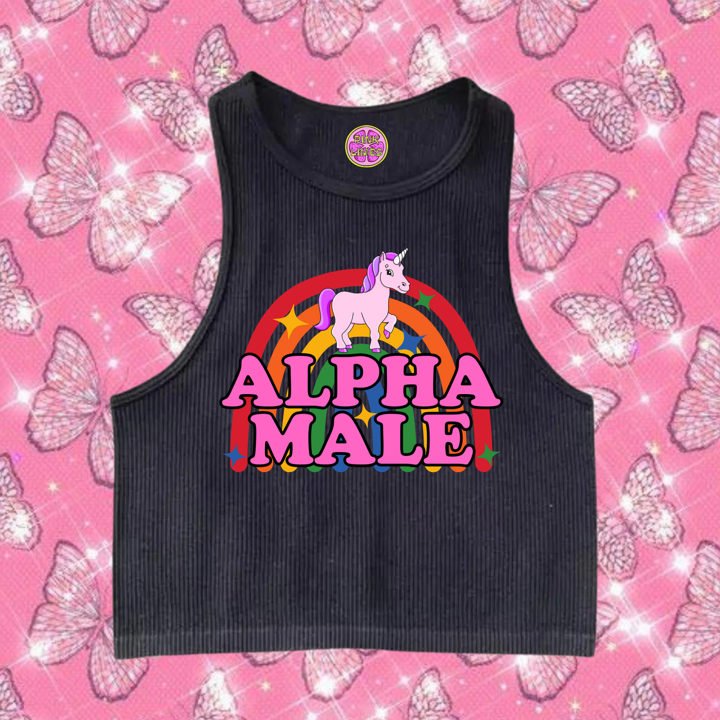 Alpha Male Crop Tank Top Black Shirts & Tops PinkLimes Trending Streetwear