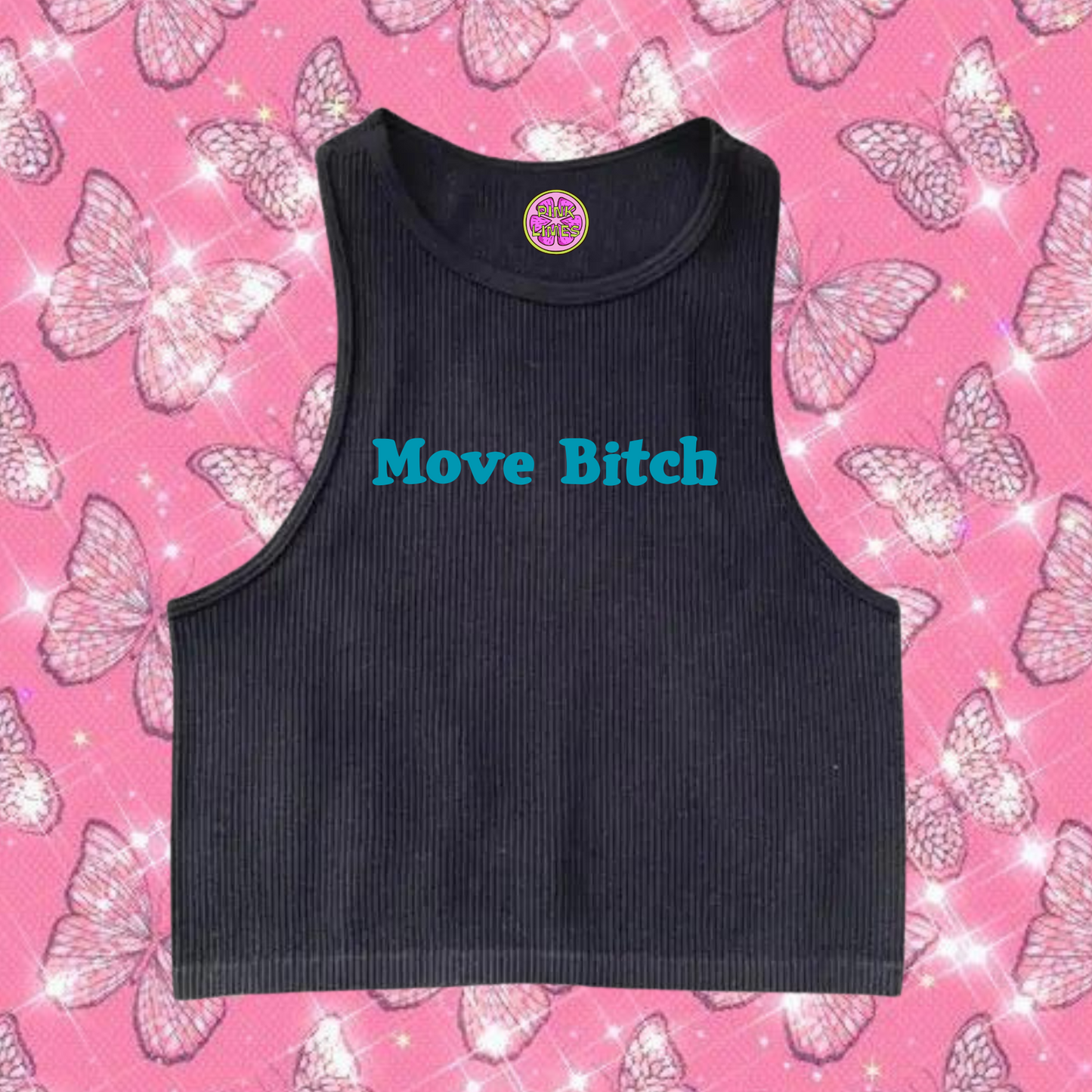 Move B*tch Crop Tank Top Black Shirts & Tops PinkLimes Trending Streetwear