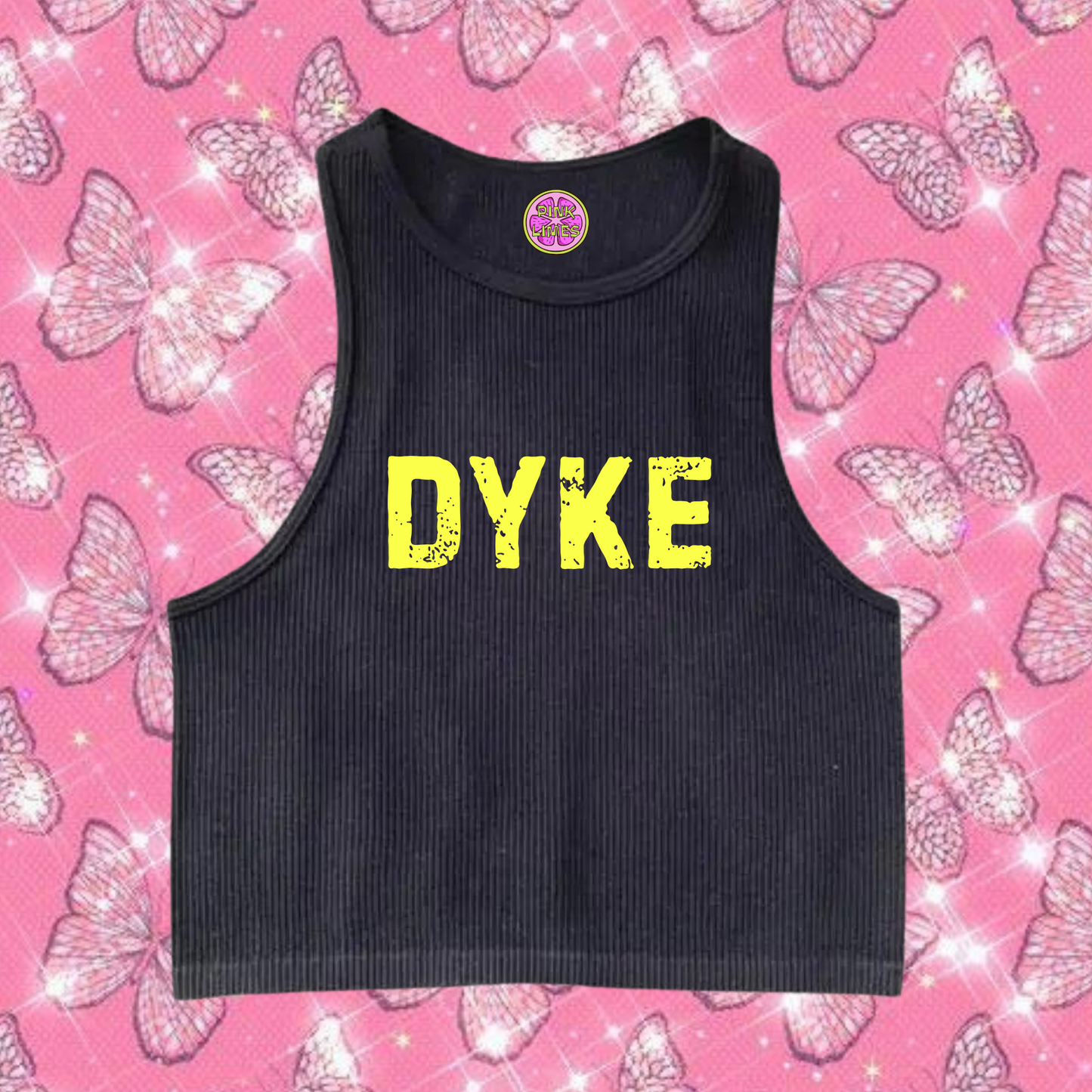 Dyke Crop Tank Top Black Shirts & Tops PinkLimes Trending Streetwear