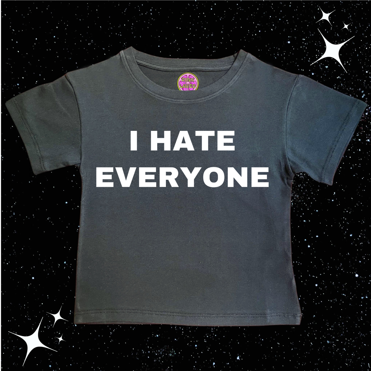 I HATE EVERYONE Crop Tee Black Shirts & Tops PinkLimes Trending Streetwear