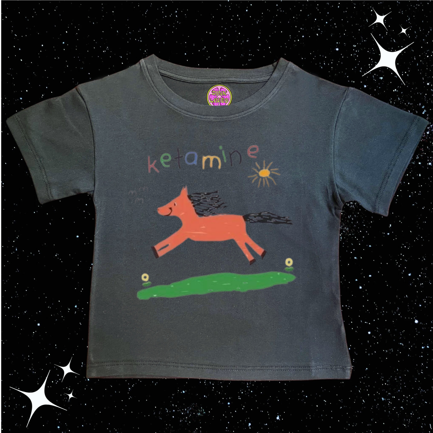 K*tamine Kids Drawing Crop Tee Black Shirts & Tops PinkLimes Trending Streetwear