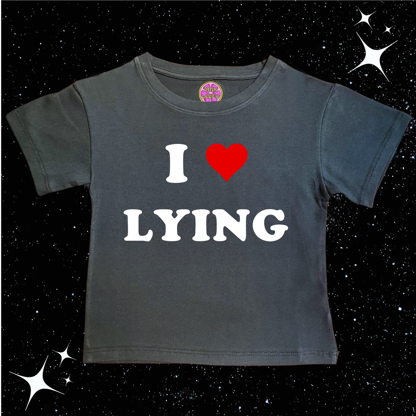 I Love Lying Crop Tee Black Shirts & Tops PinkLimes Trending Streetwear