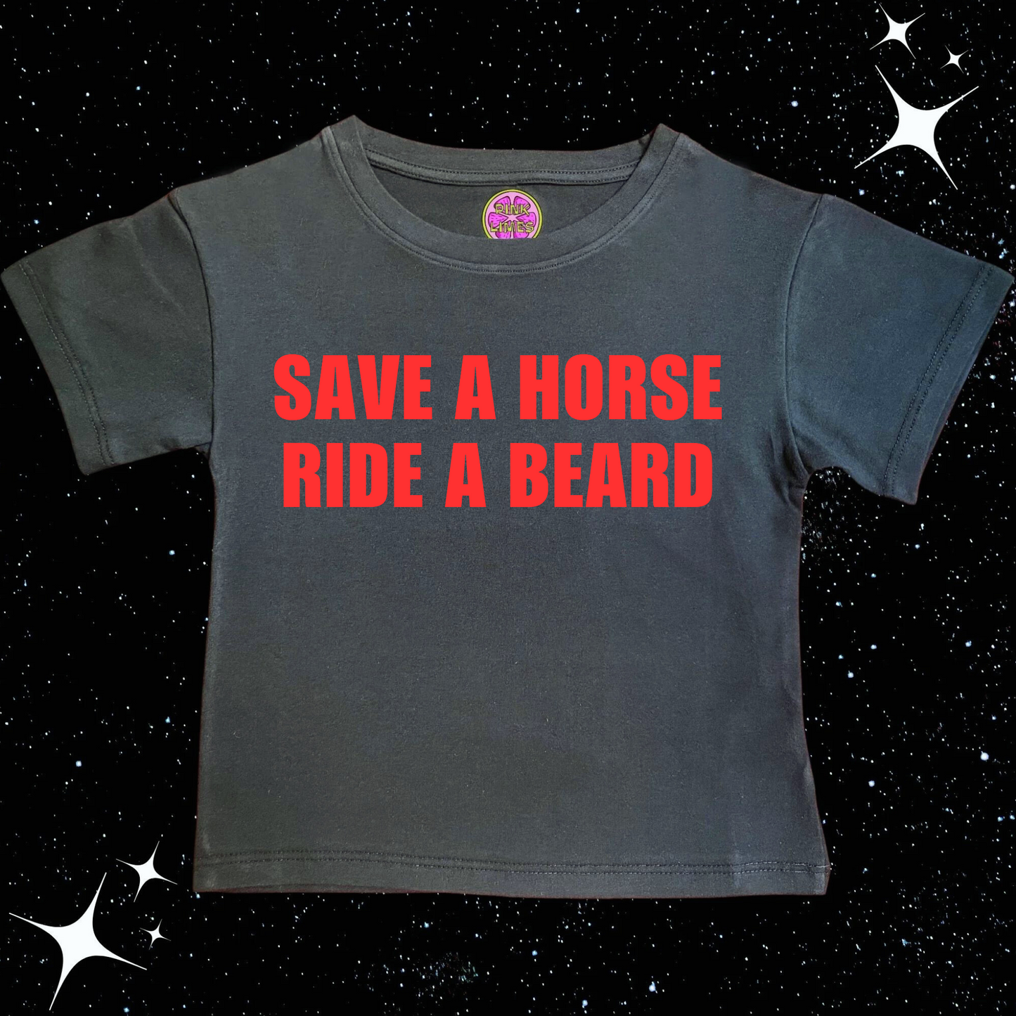 Save A Horse Ride A Beard Crop Tee Black Shirts & Tops PinkLimes Trending Streetwear