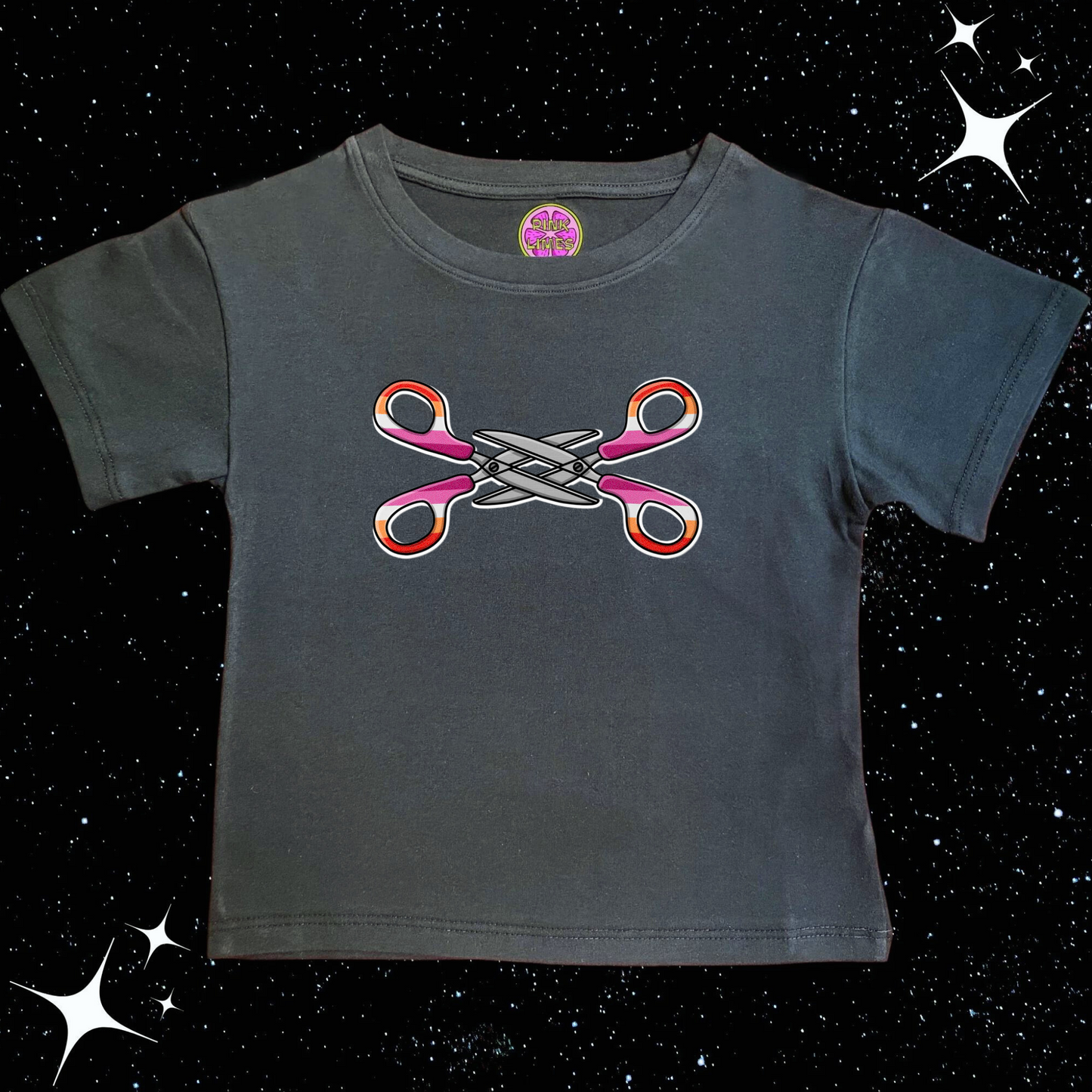 Scissor Love Crop Tee Black Shirts & Tops PinkLimes Trending Streetwear