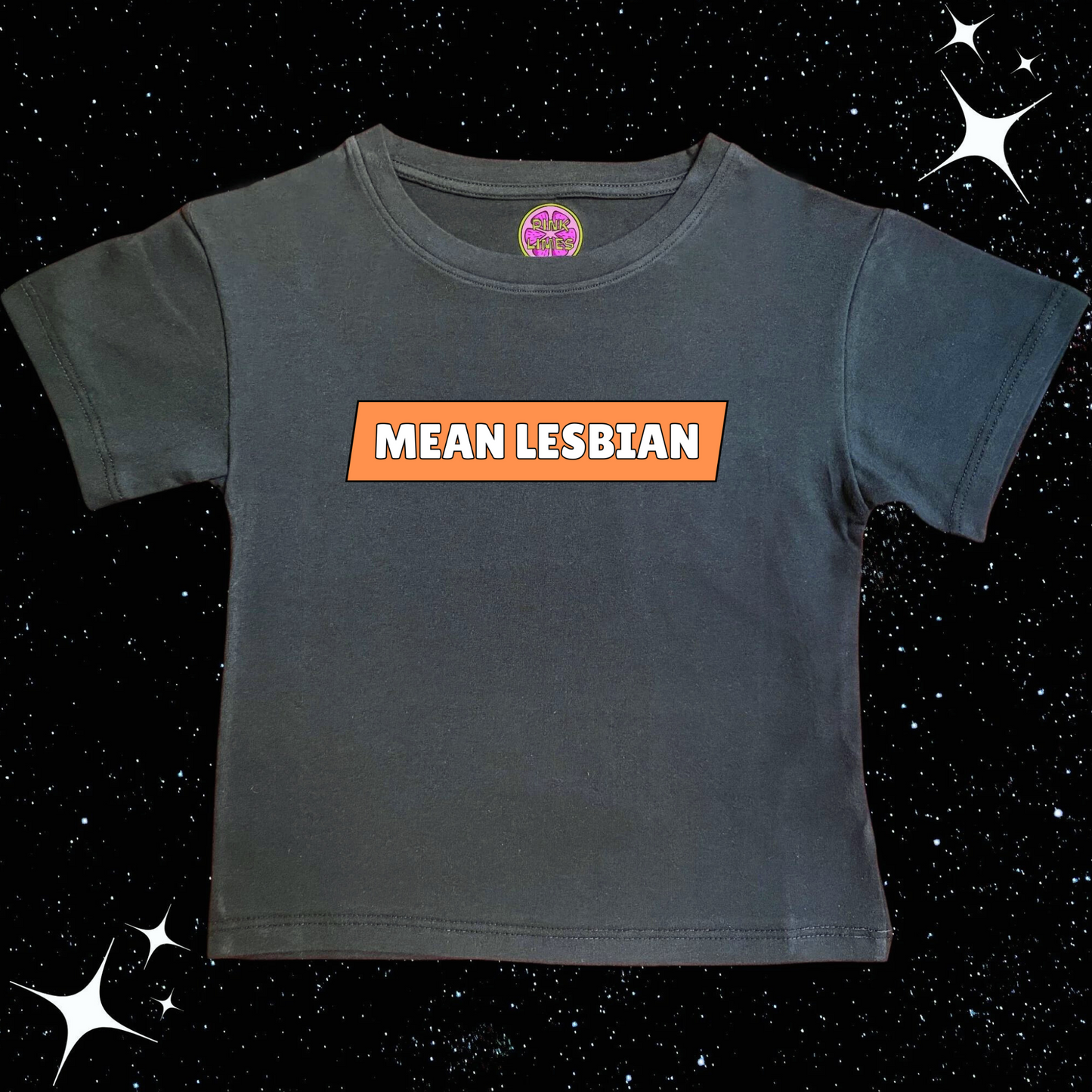 Mean Lesbian Crop Tee Black Shirts & Tops PinkLimes Trending Streetwear