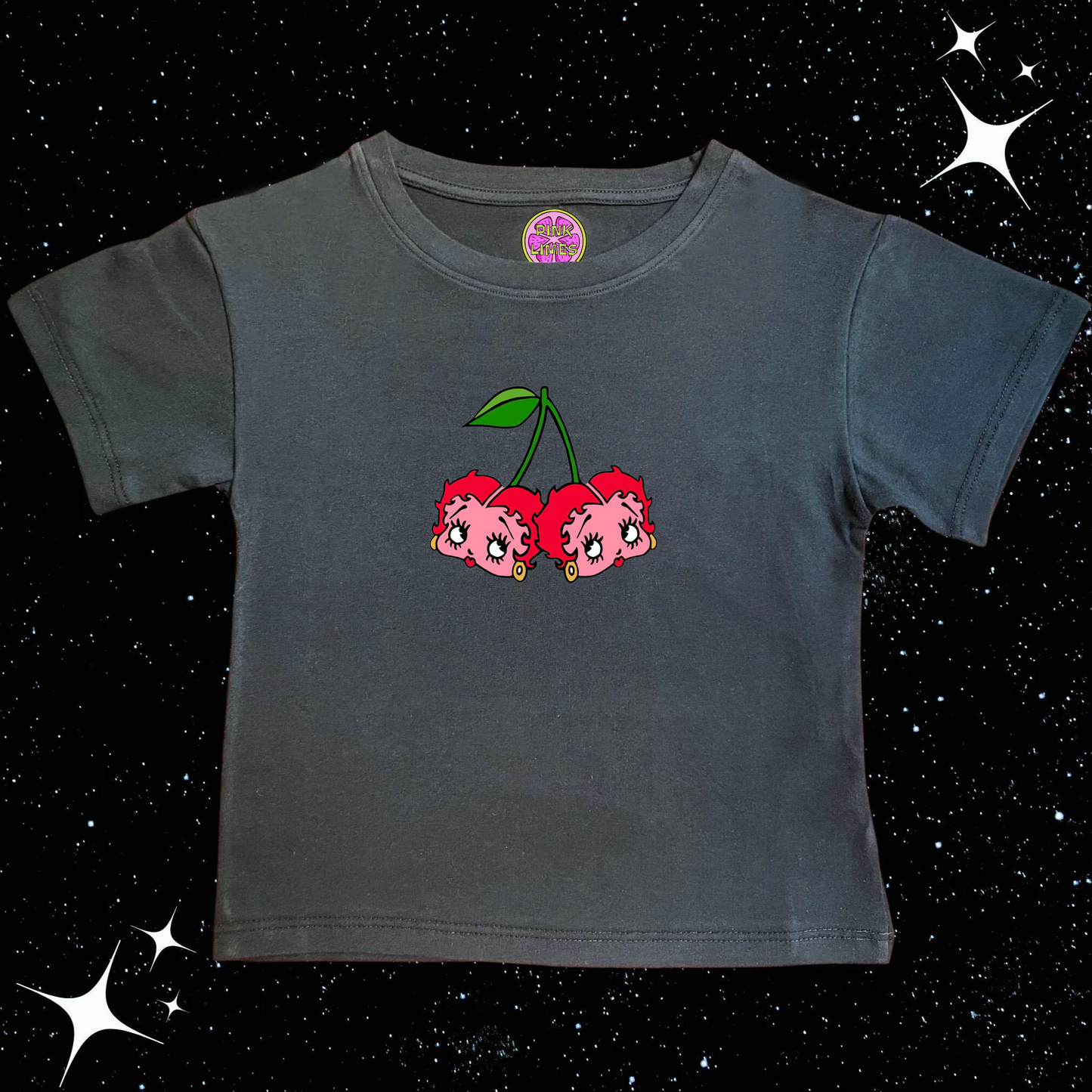 Cherry Dice Crop Tee Black Shirts & Tops PinkLimes Trending Streetwear