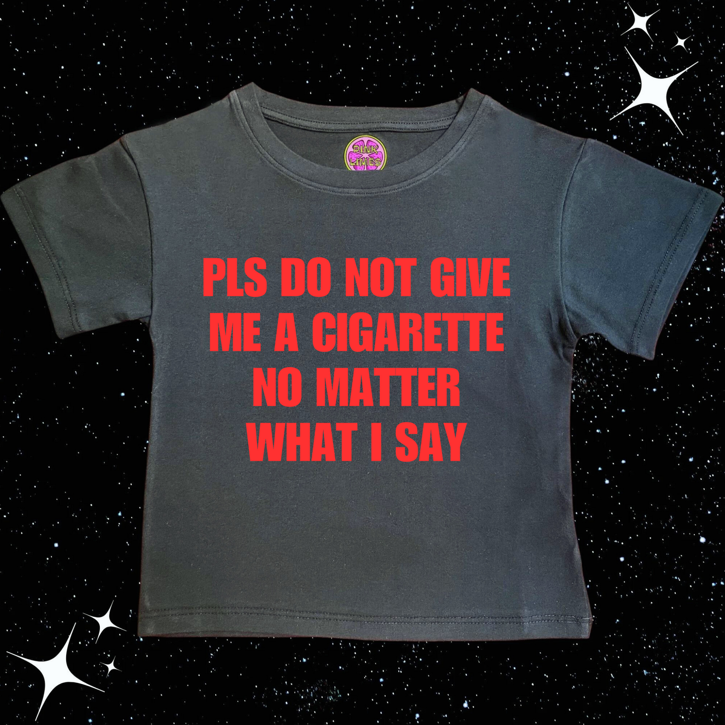 Pls Don't Give Me A Cigarette Crop Tee Black Shirts & Tops PinkLimes Trending Streetwear