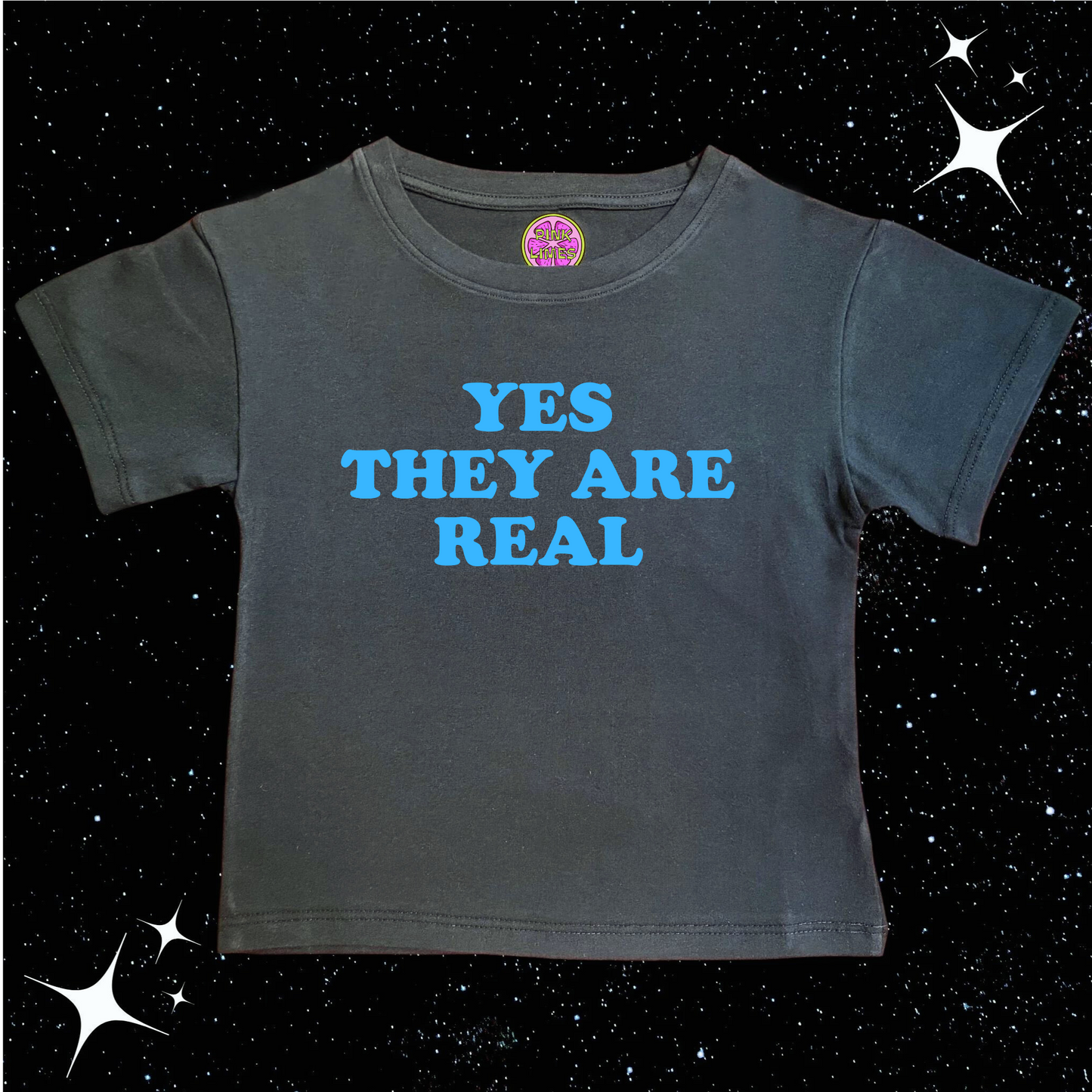 Yes They Are Real Crop Tee Black Shirts & Tops PinkLimes Trending Streetwear
