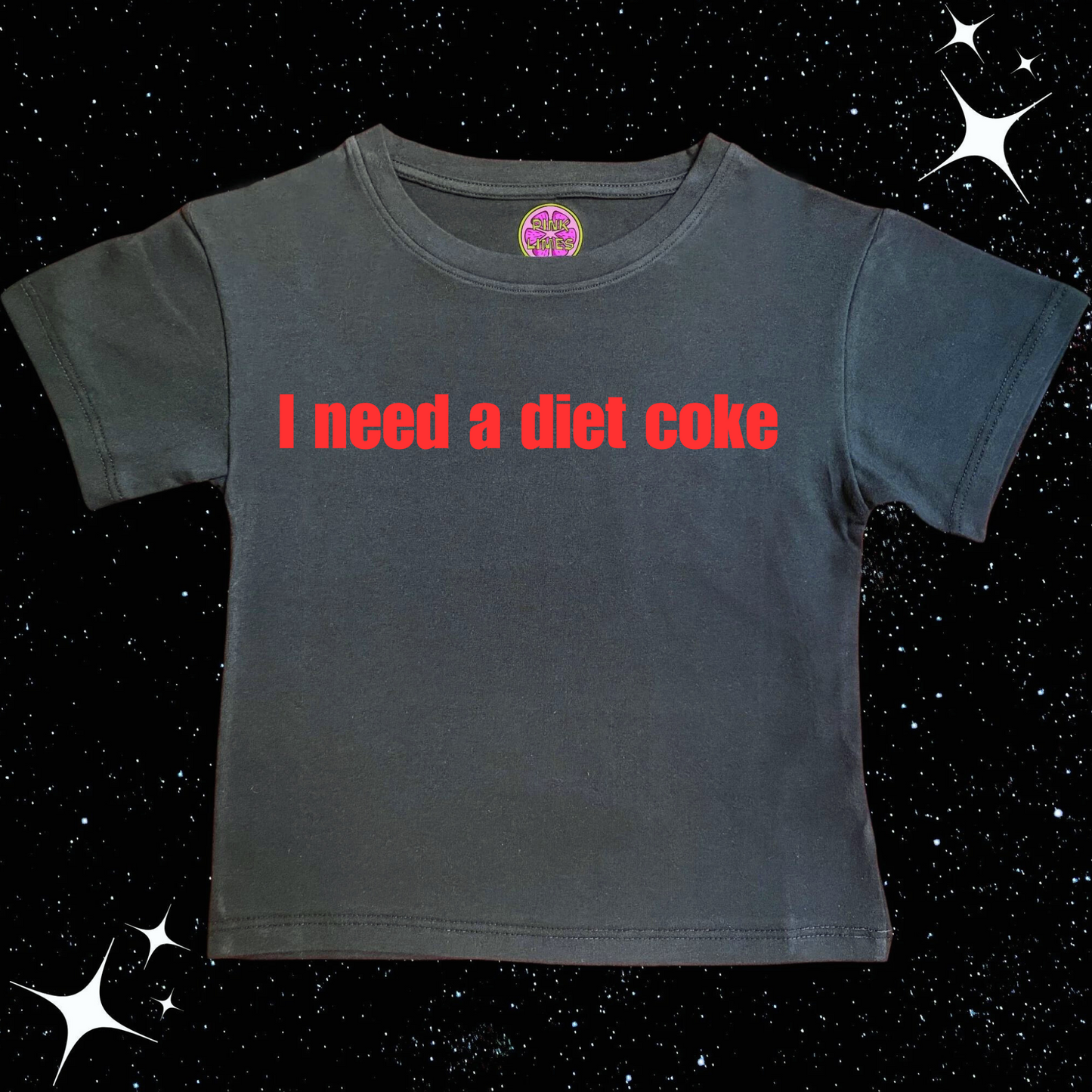 I Need A Diet Coke Crop Tee Black Shirts & Tops PinkLimes Trending Streetwear