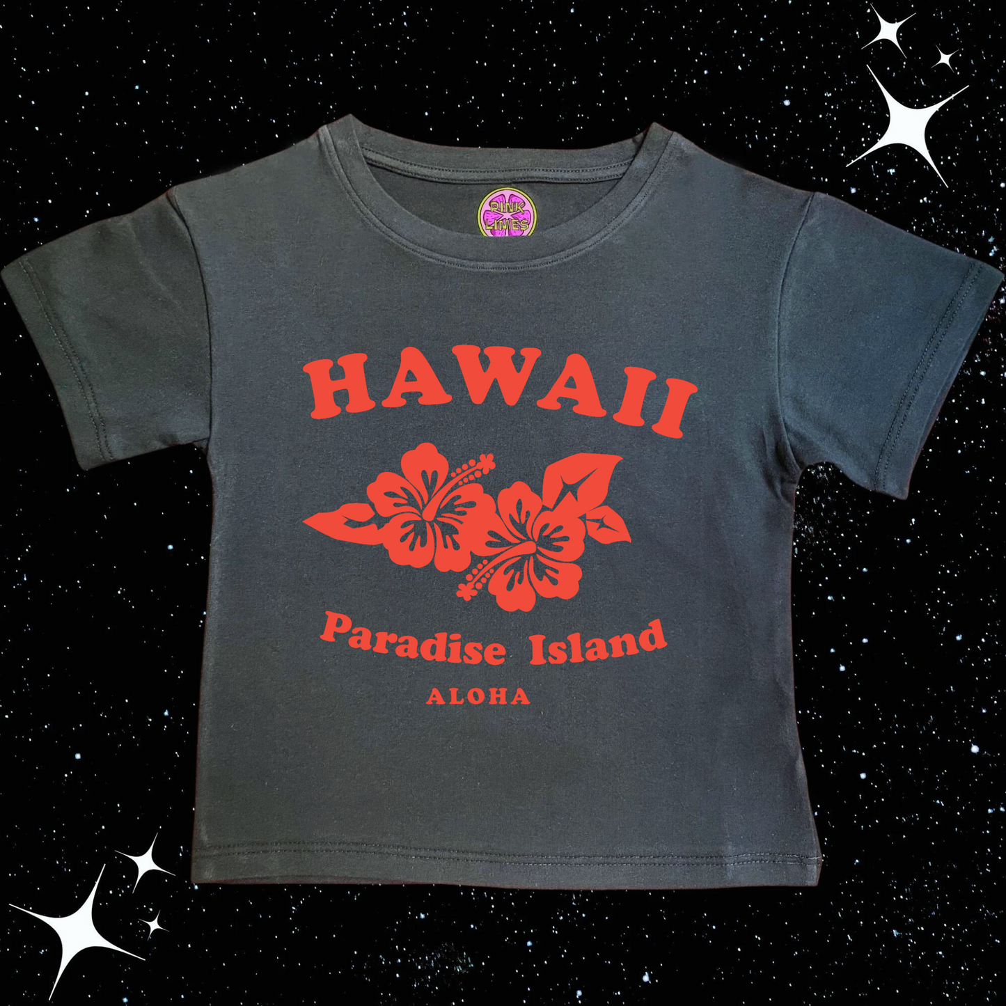 Hawaii Crop Tee Black Shirts & Tops PinkLimes Trending Streetwear