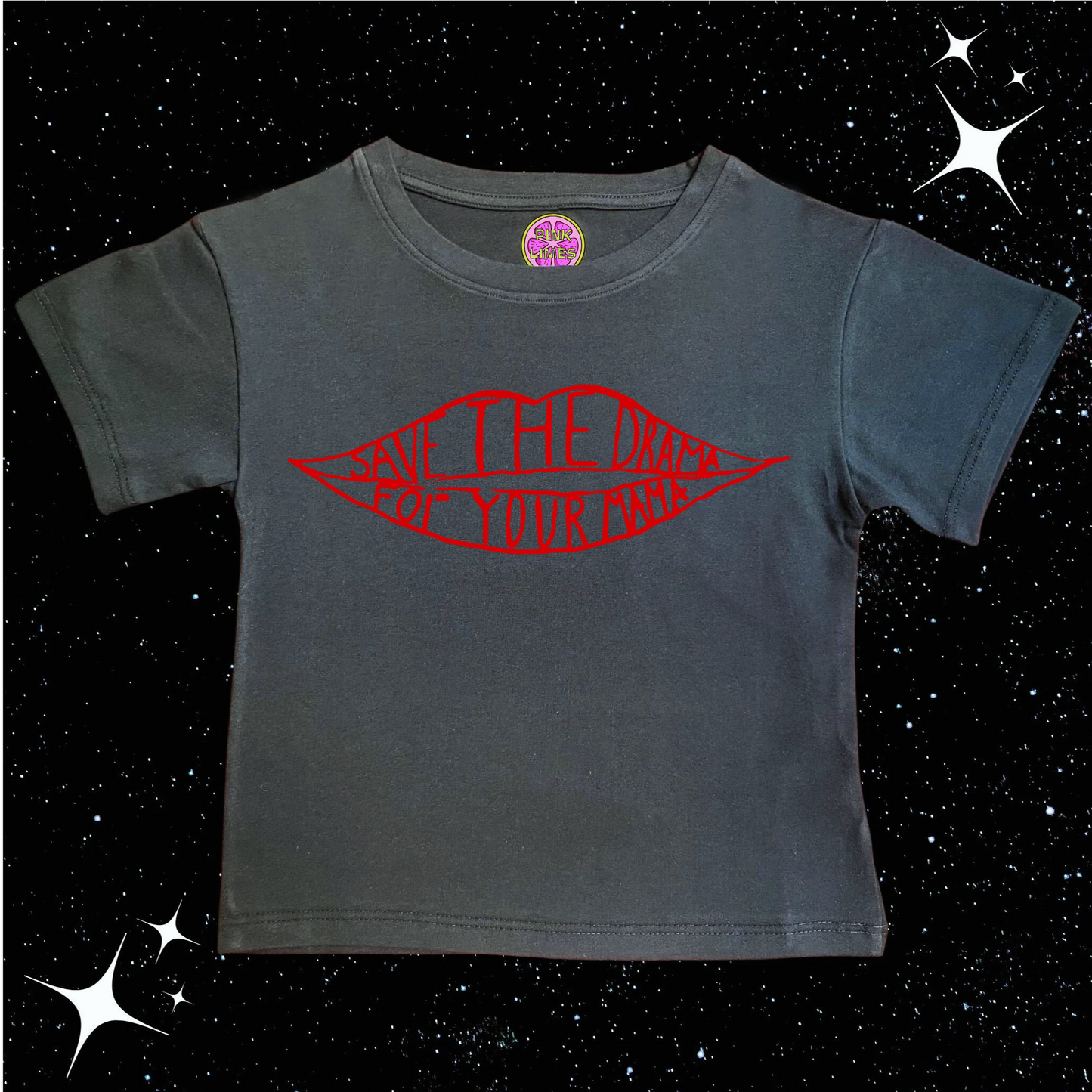 Save The Drama For Your Mama Crop Tee Black Shirts & Tops PinkLimes Trending Streetwear