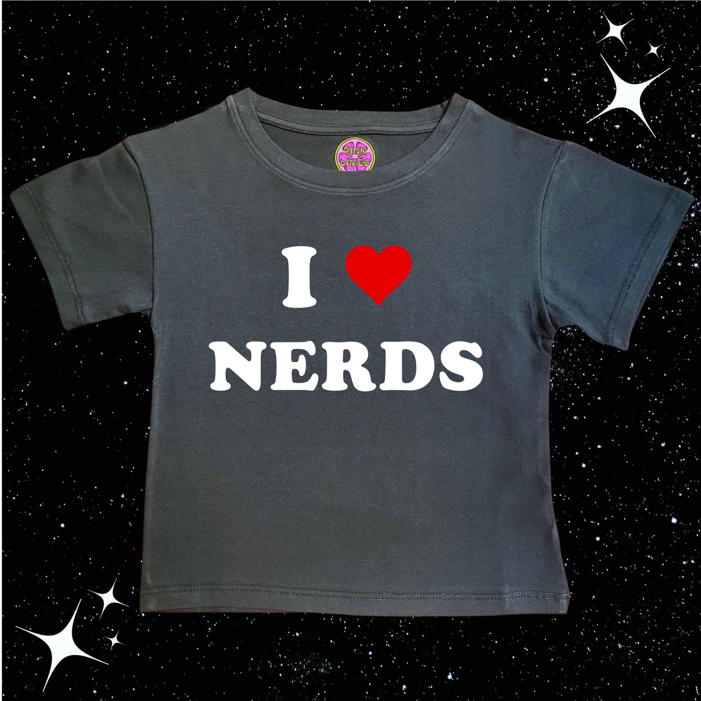 I Love Nerds Crop Tee Black Shirts & Tops PinkLimes Trending Streetwear