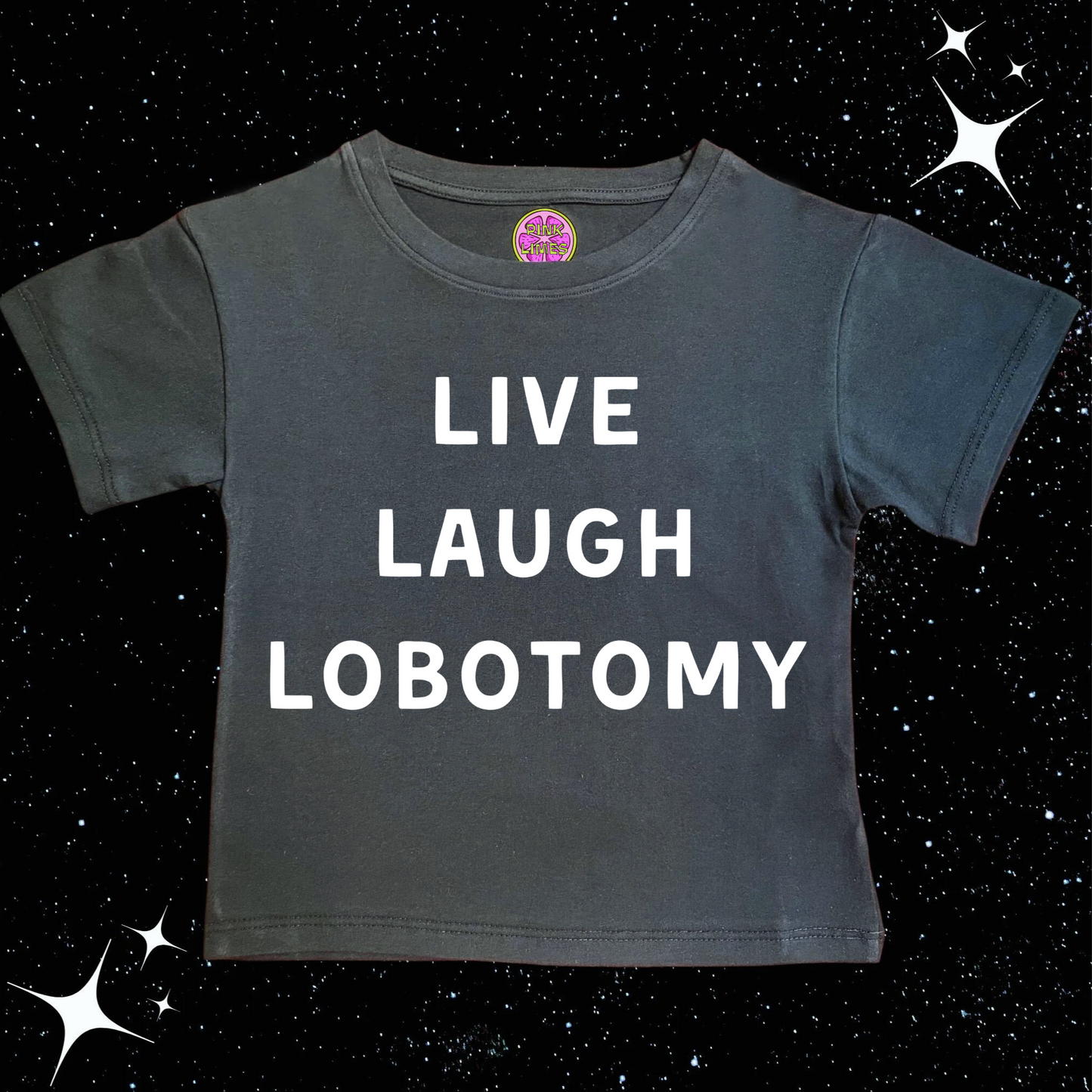 Live Laugh Lobotomy Crop Tee Black Shirts & Tops PinkLimes Trending Streetwear