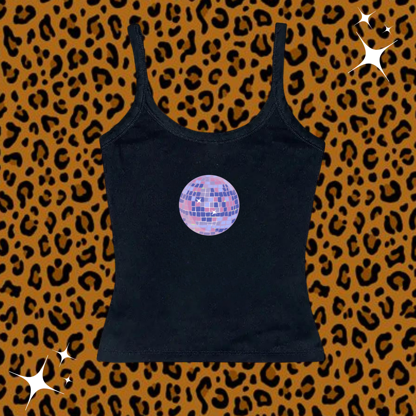 Disco Ball Camisole Top Black Shirts & Tops PinkLimes Trending Streetwear