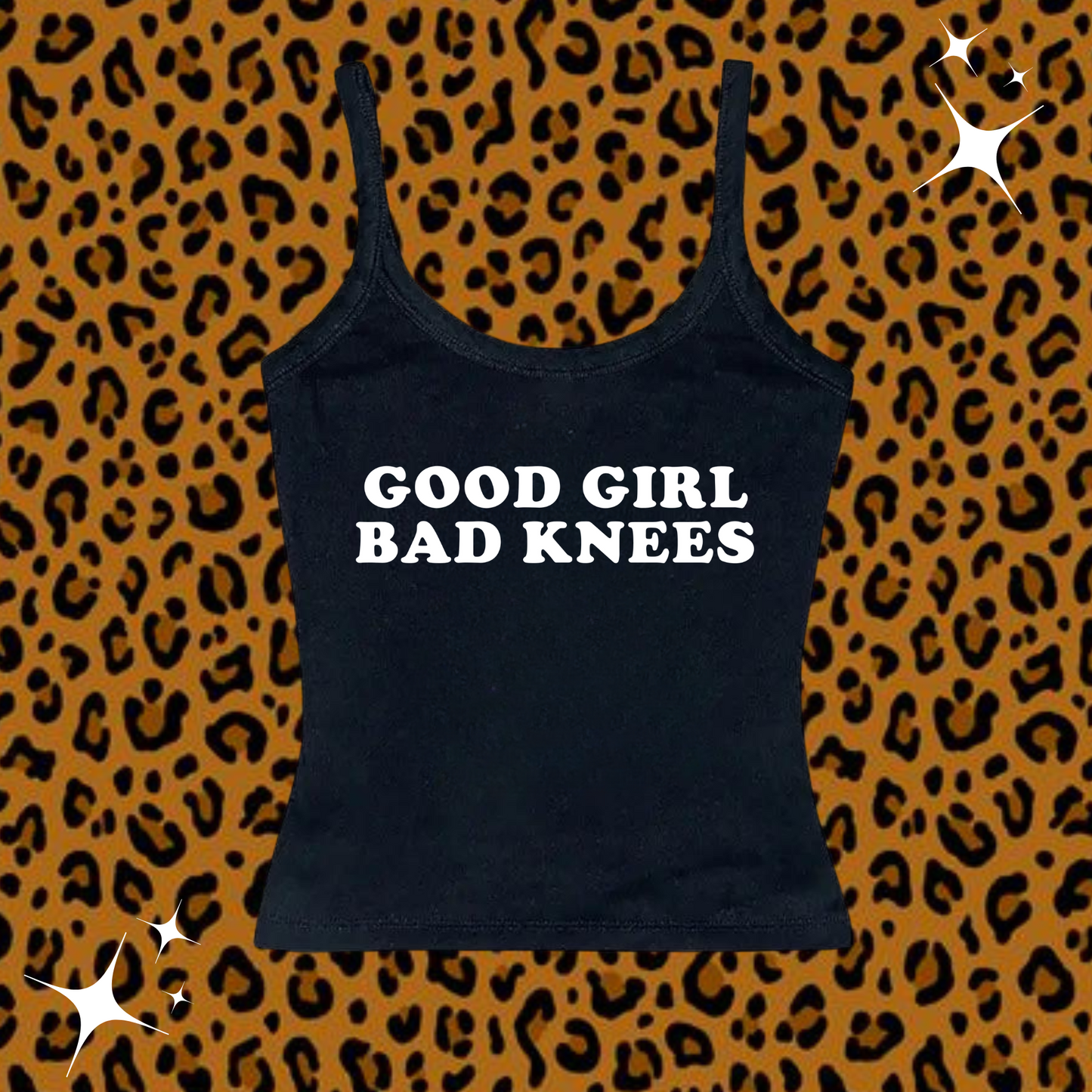 Good Girl Bad Knees Camisole Top Black Shirts & Tops PinkLimes Trending Streetwear