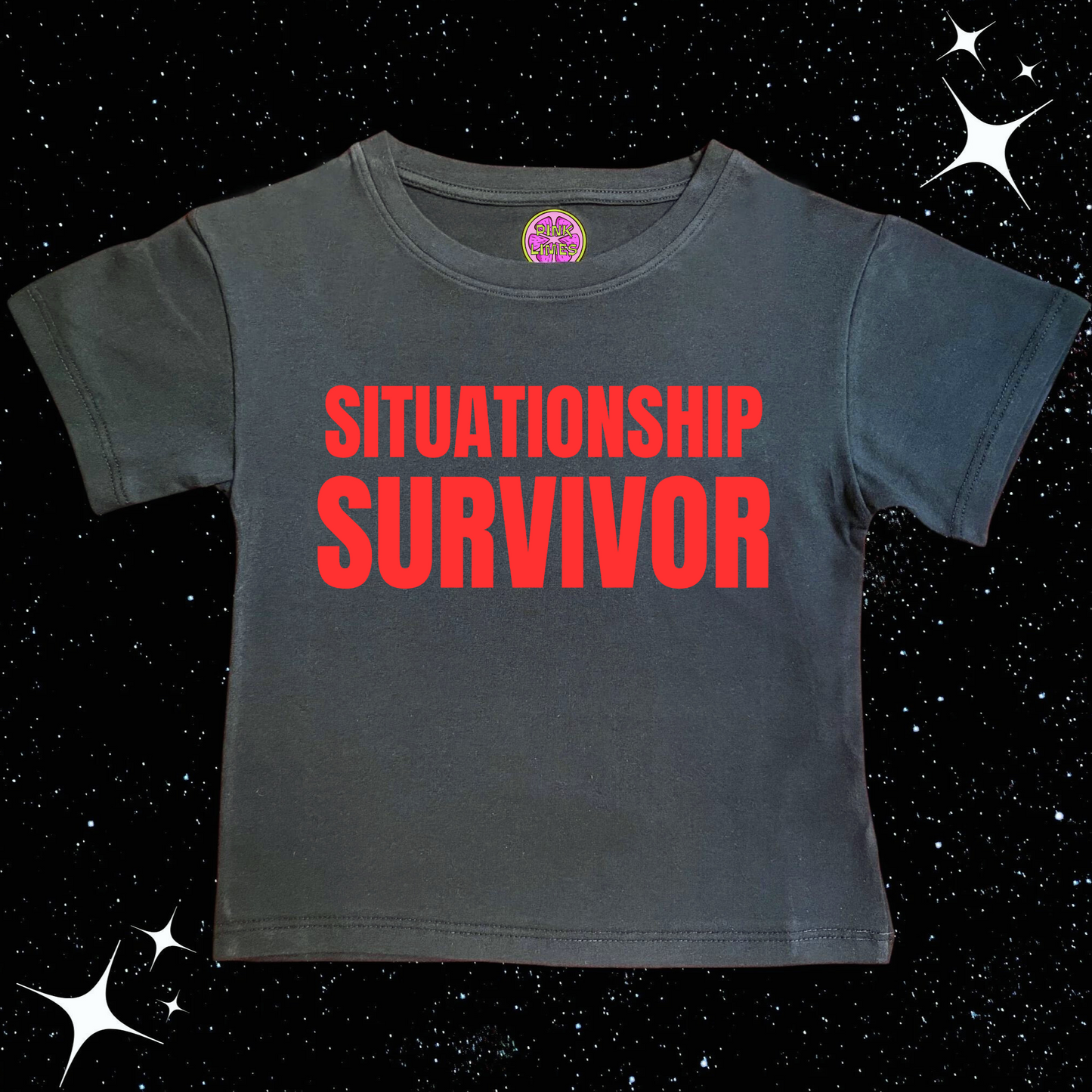 Situationship Survivor Crop Tee Black Shirts & Tops PinkLimes Trending Streetwear
