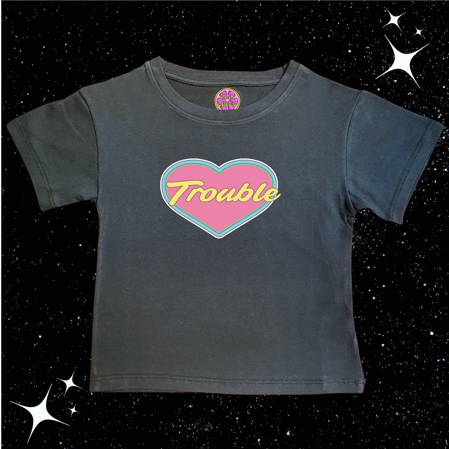 Trouble Crop Tee Black Shirts & Tops PinkLimes Trending Streetwear