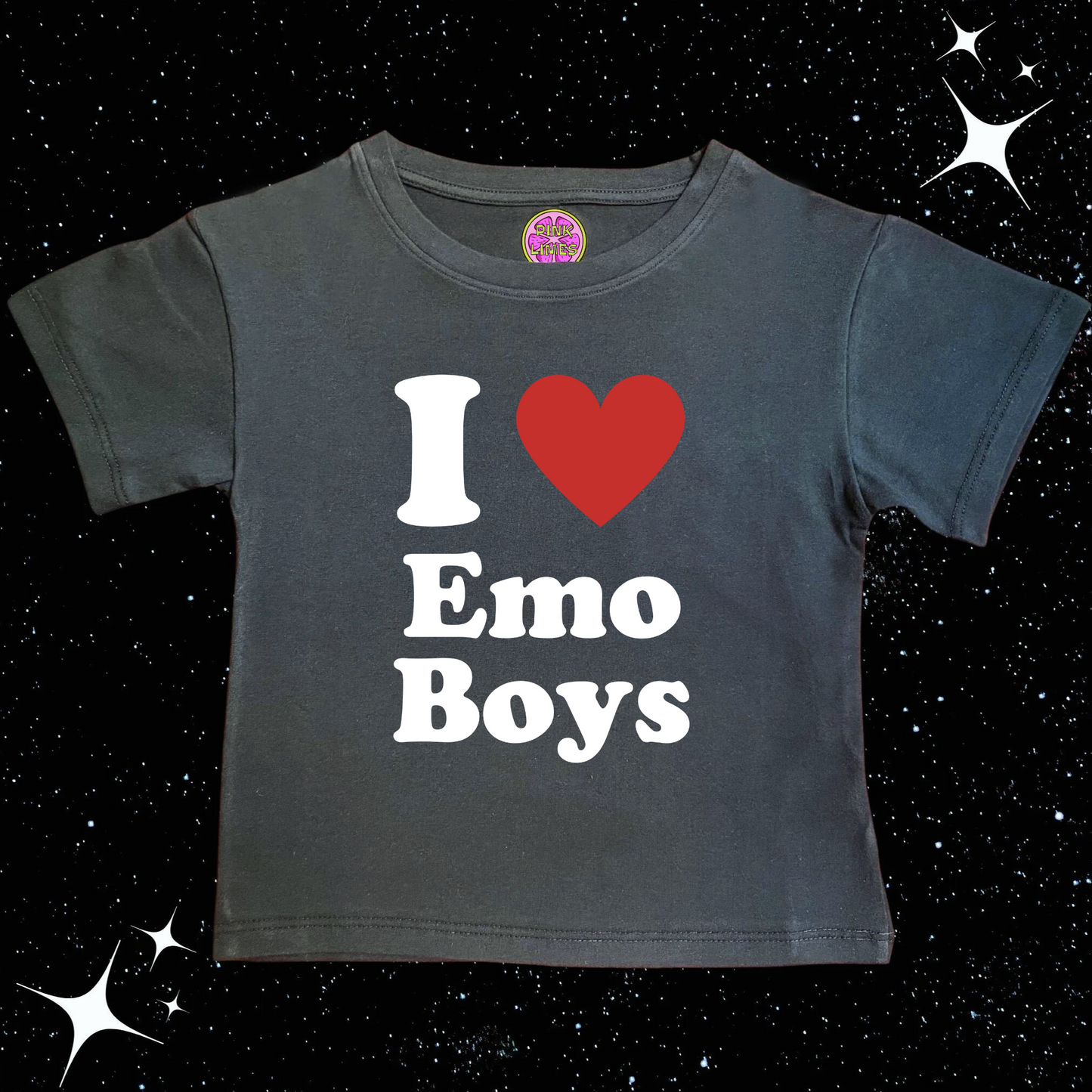 I Love Emo Boys Crop Tee Black Shirts & Tops PinkLimes Trending Streetwear