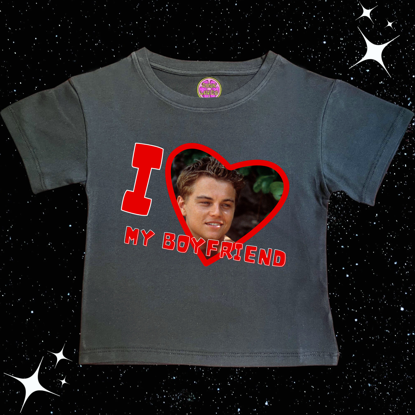 I Love My Boyfriend Custom Photo Crop Tee Black Shirts & Tops PinkLimes Trending Streetwear