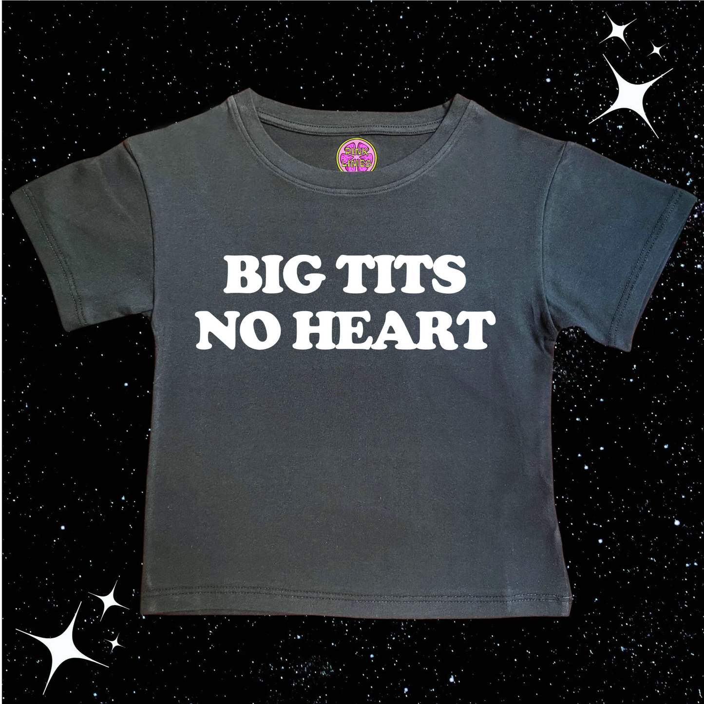 Big T*ts No Heart Crop Tee Black Shirts & Tops PinkLimes Trending Streetwear