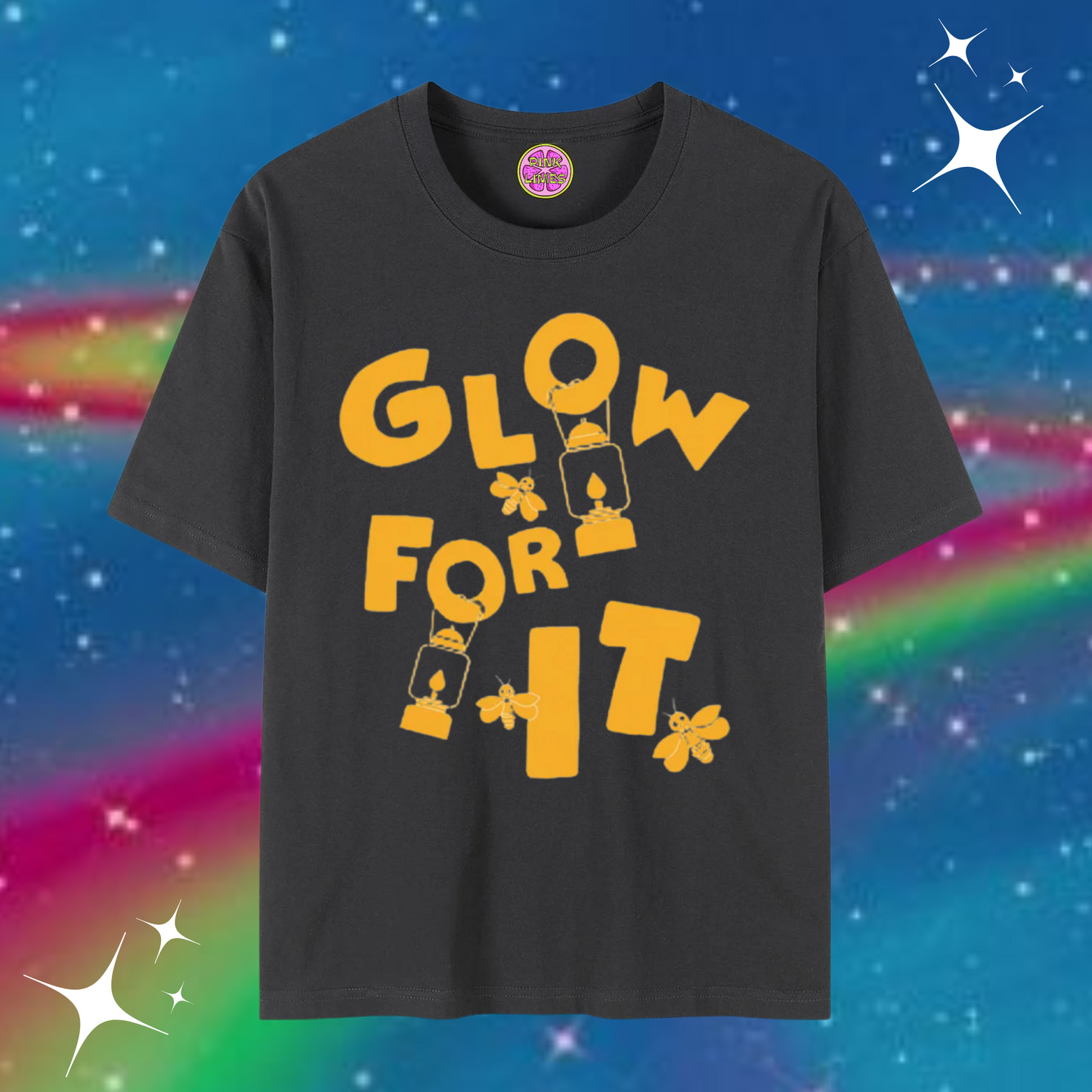 Glow For It Baggy Tee Black Shirts & Tops PinkLimes Trending Streetwear