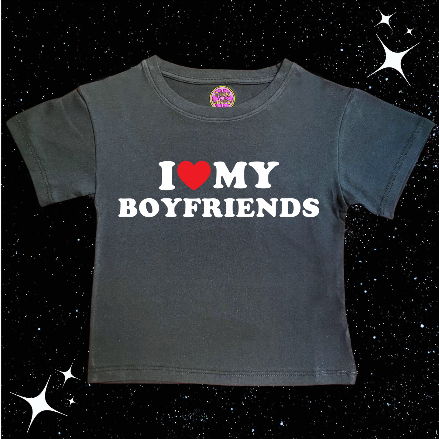 I Love My Boyfriends Crop Tee Black Shirts & Tops PinkLimes Trending Streetwear