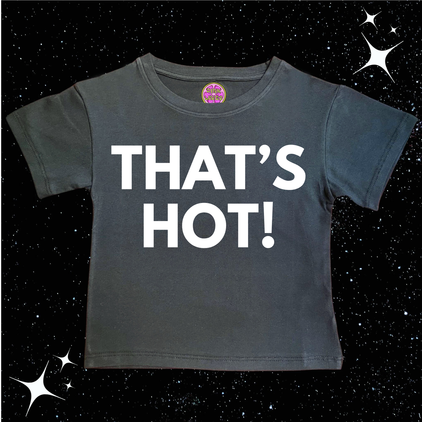 That's Hot Crop Tee Black Shirts & Tops PinkLimes Trending Streetwear