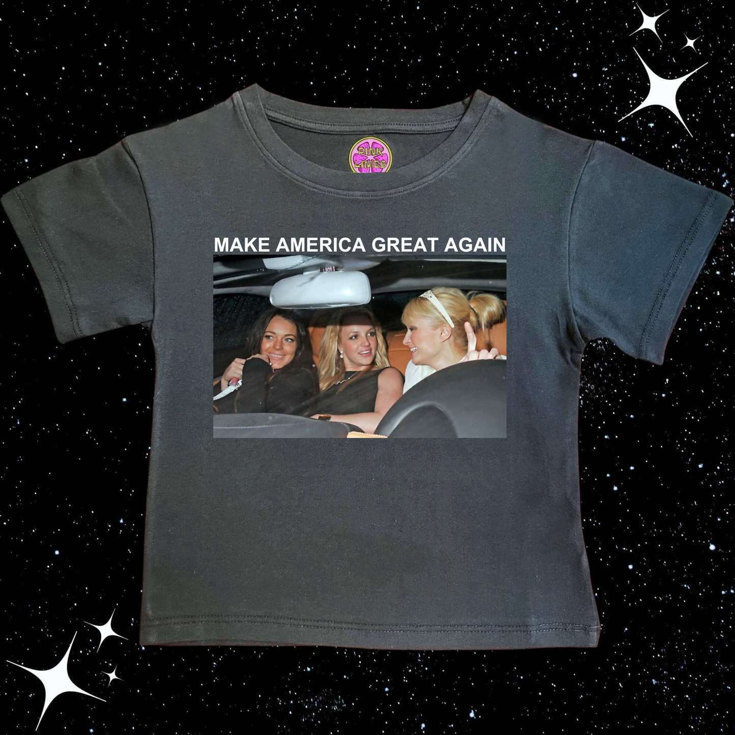 Make America Great Again Crop Tee Black Shirts & Tops PinkLimes Trending Streetwear