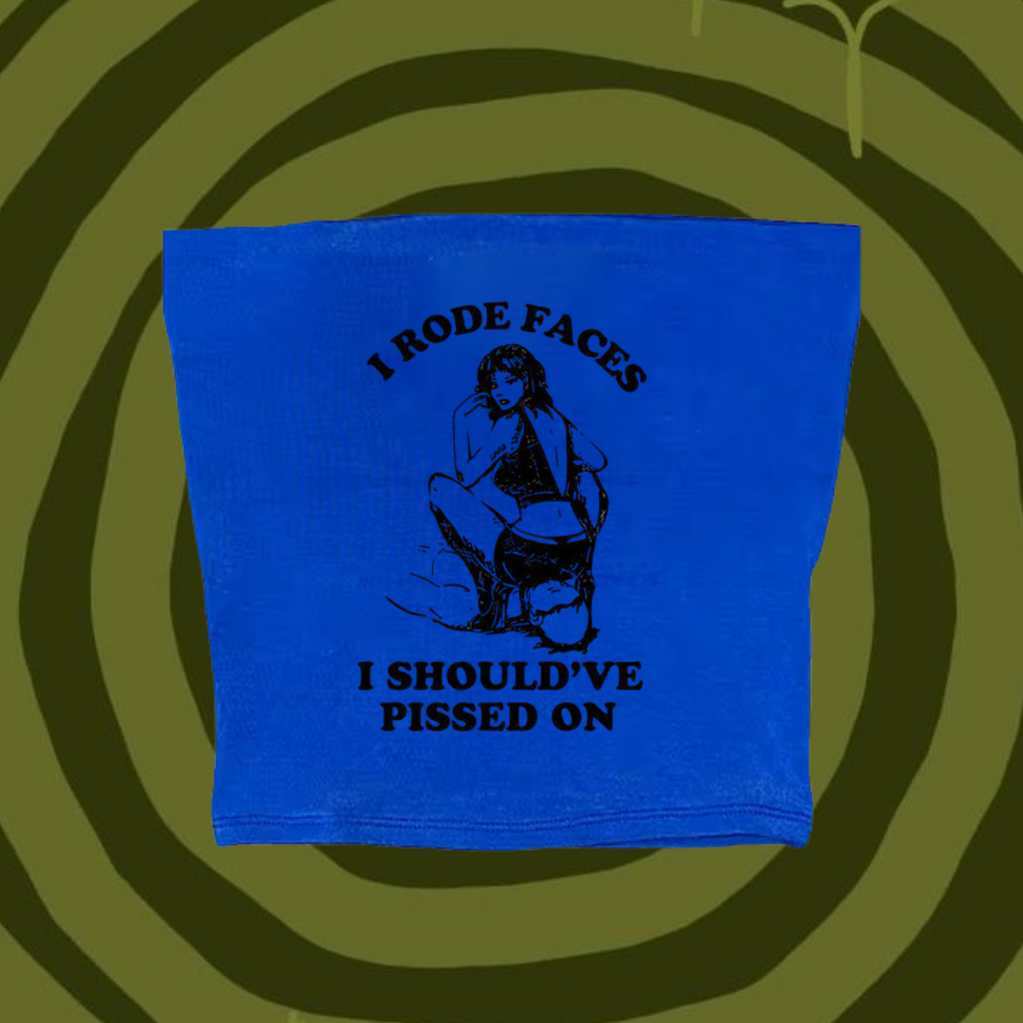 I Rode Faces Tube Top Light Blue Shirts & Tops PinkLimes Trending Streetwear