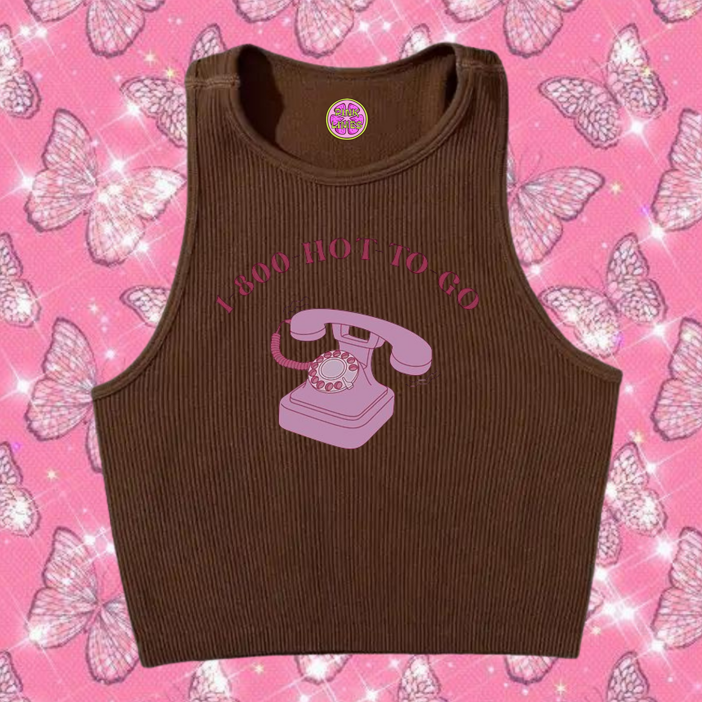 1-800 Hot To Go Crop Tank Top Brown Shirts & Tops PinkLimes Trending Streetwear