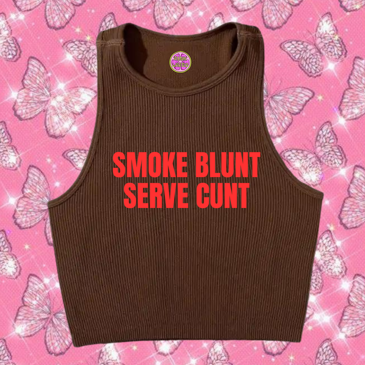 Smoke Blunt Serve C*nt Tank Top Brown Shirts & Tops PinkLimes Trending Streetwear