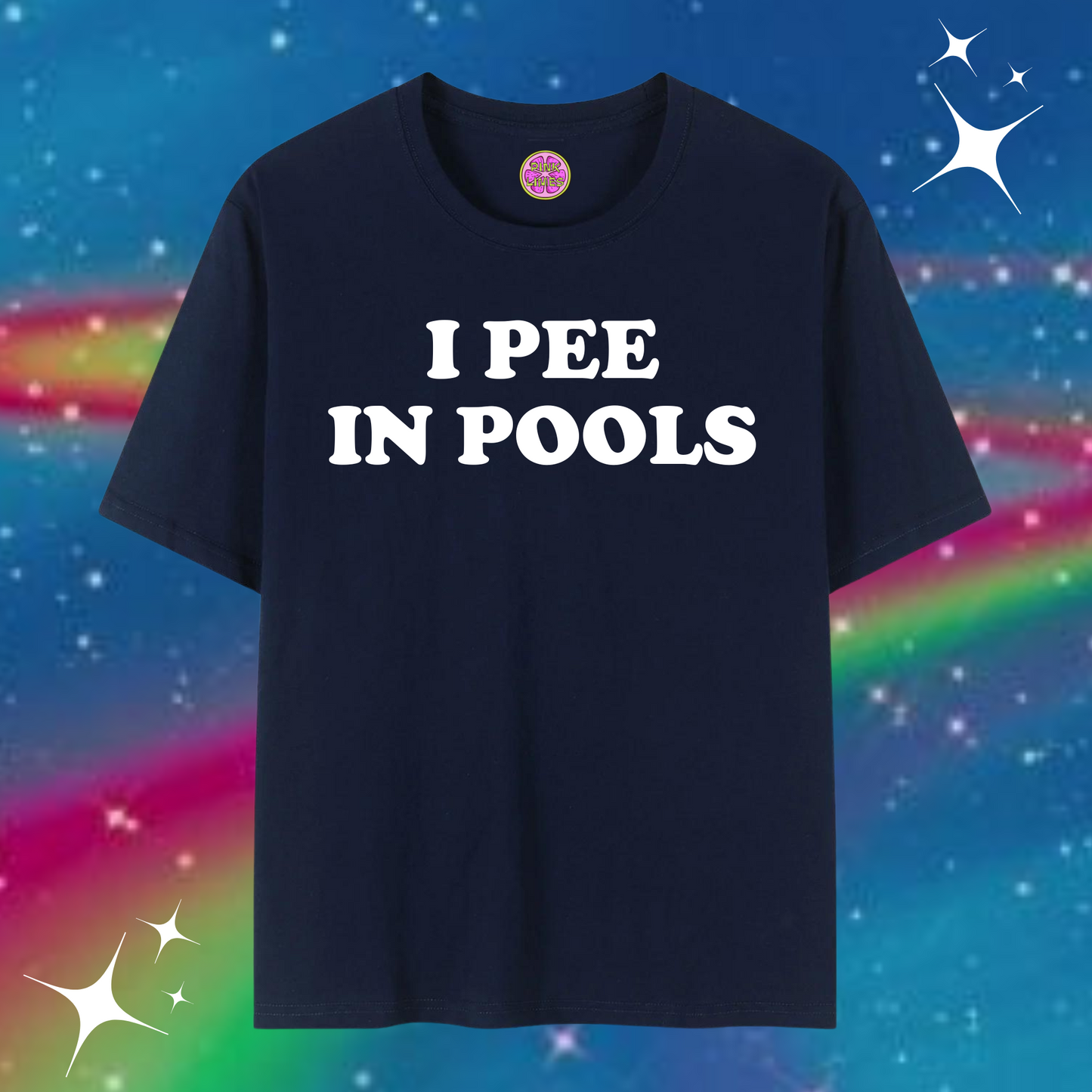 I Pee In Pools Baggy Tee Navy Blue Shirts & Tops PinkLimes Trending Streetwear