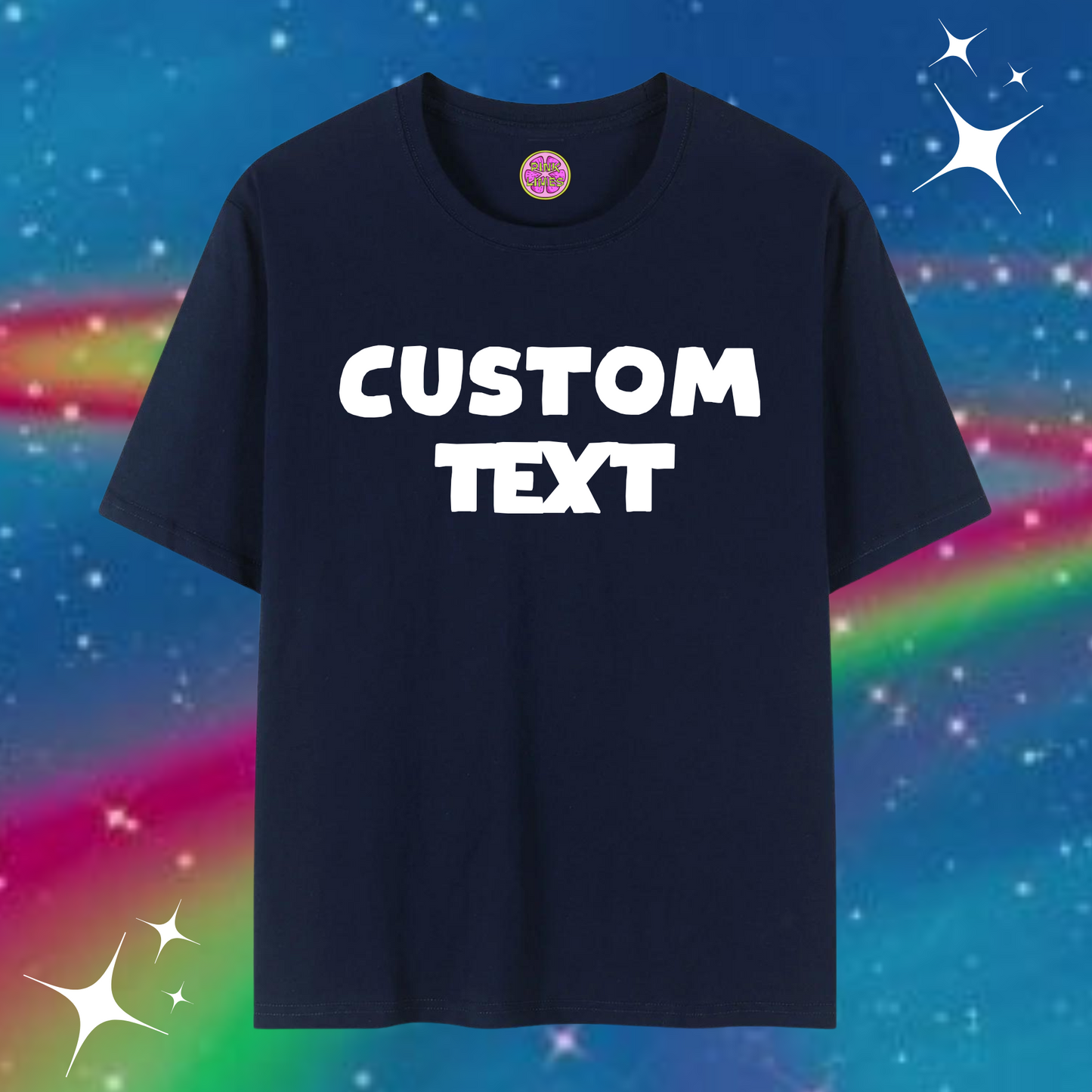 Custom Text Baggy Tee Navy Blue Shirts & Tops PinkLimes Trending Streetwear