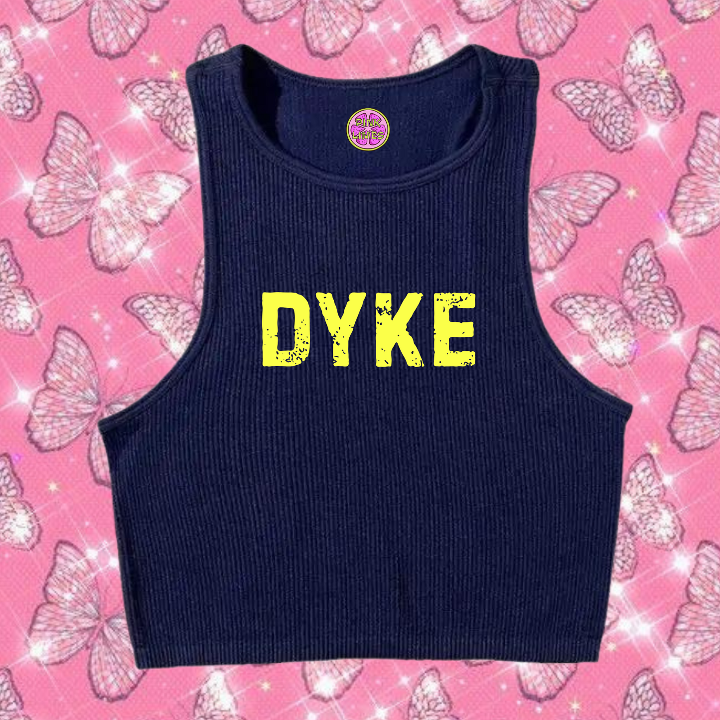 Dyke Crop Tank Top Navy Blue Shirts & Tops PinkLimes Trending Streetwear