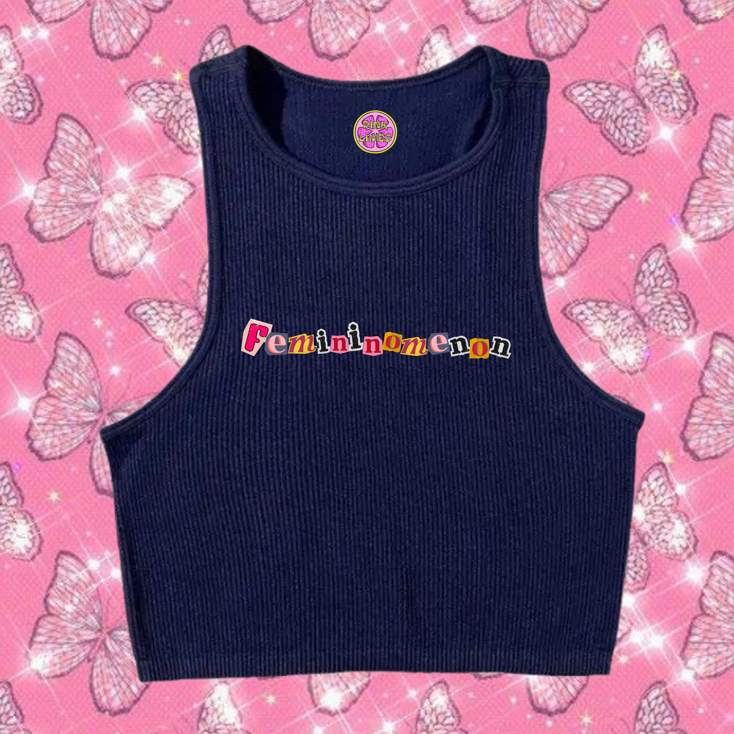 Femininomenon Crop Tank Top Navy Blue Shirts & Tops PinkLimes Trending Streetwear