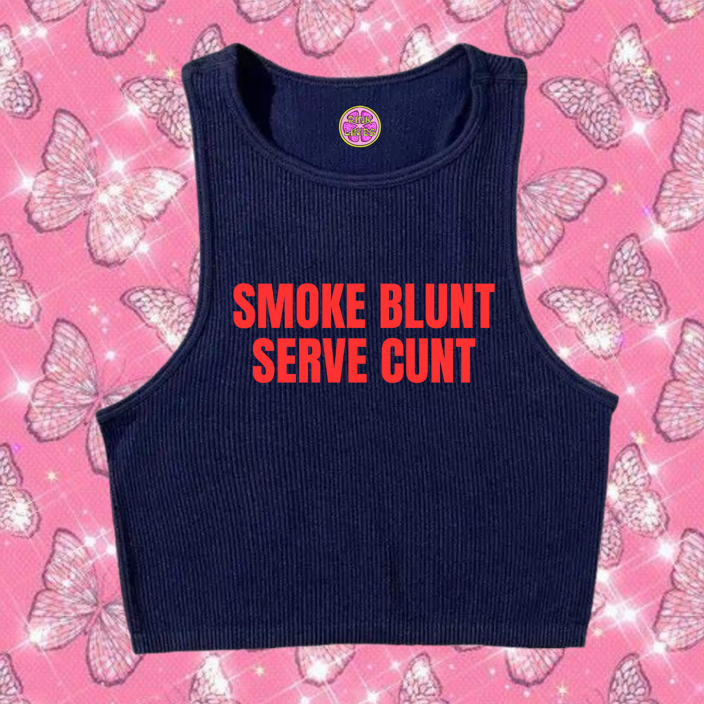 Smoke Blunt Serve C*nt Tank Top Navy Blue Shirts & Tops PinkLimes Trending Streetwear