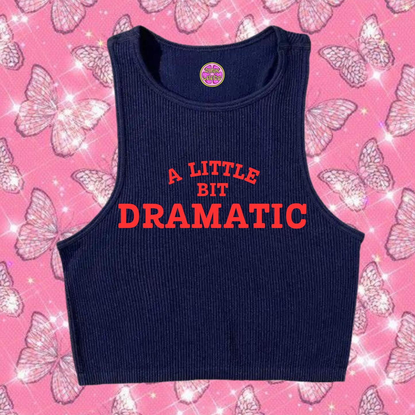 A Little Bit Dramatic Crop Tank Top Navy Blue Shirts & Tops PinkLimes Trending Streetwear