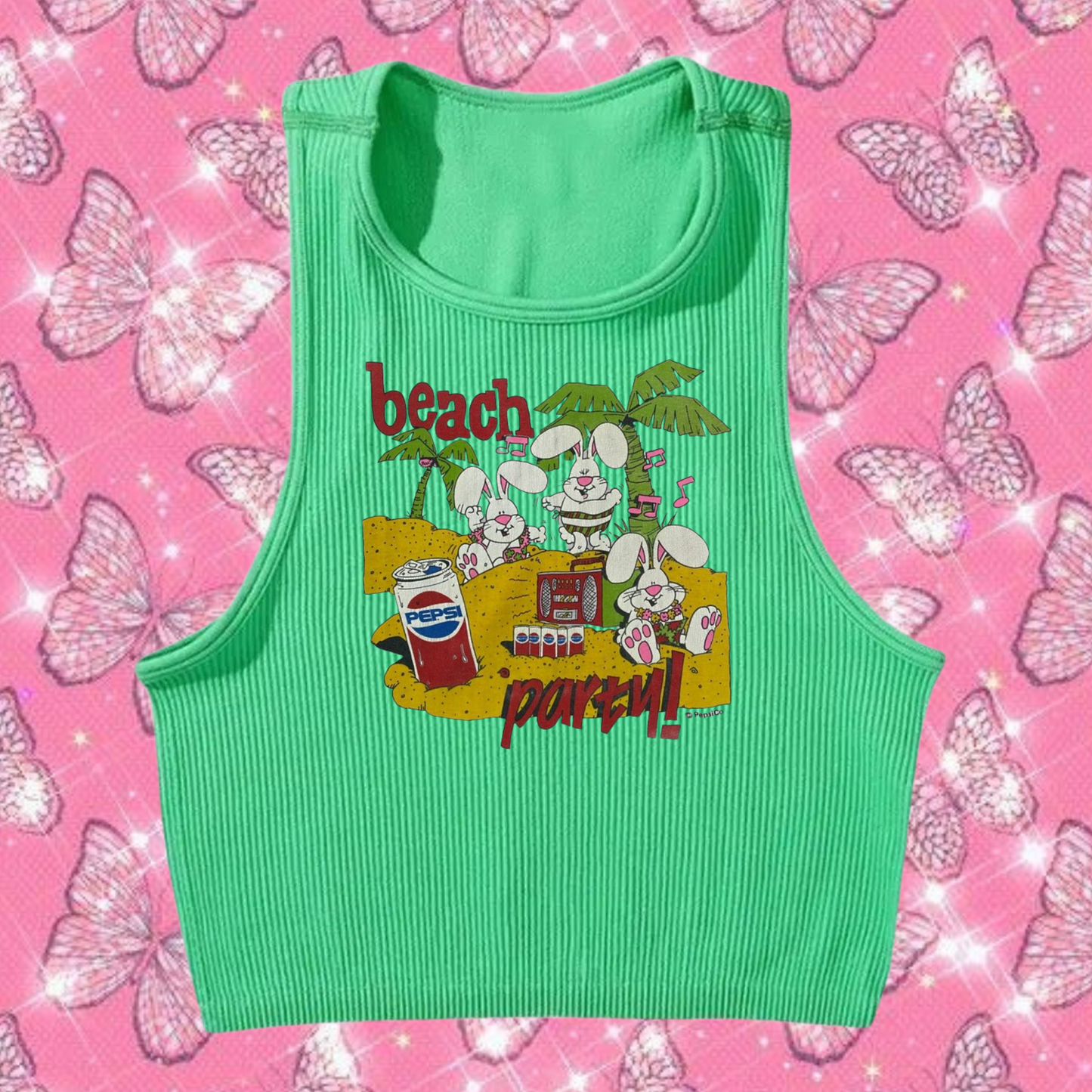 Beach Party Crop Tank Top Emerald Green Shirts & Tops PinkLimes Trending Streetwear