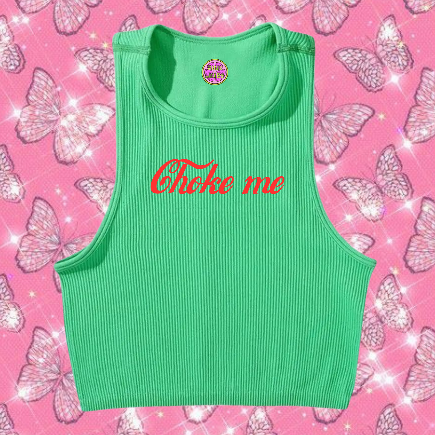 Choke Me Crop Tank Top Emerald Green Shirts & Tops PinkLimes Trending Streetwear
