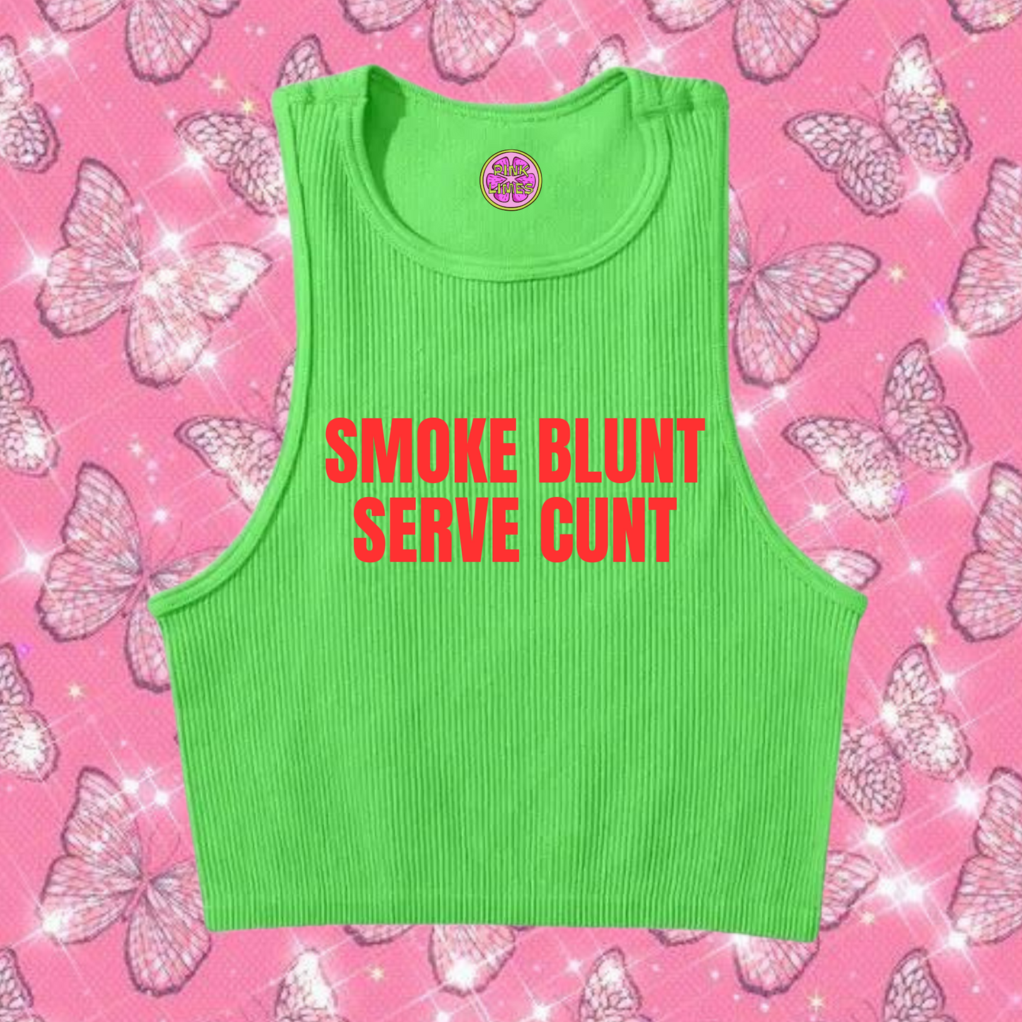 Smoke Blunt Serve C*nt Tank Top Green Shirts & Tops PinkLimes Trending Streetwear