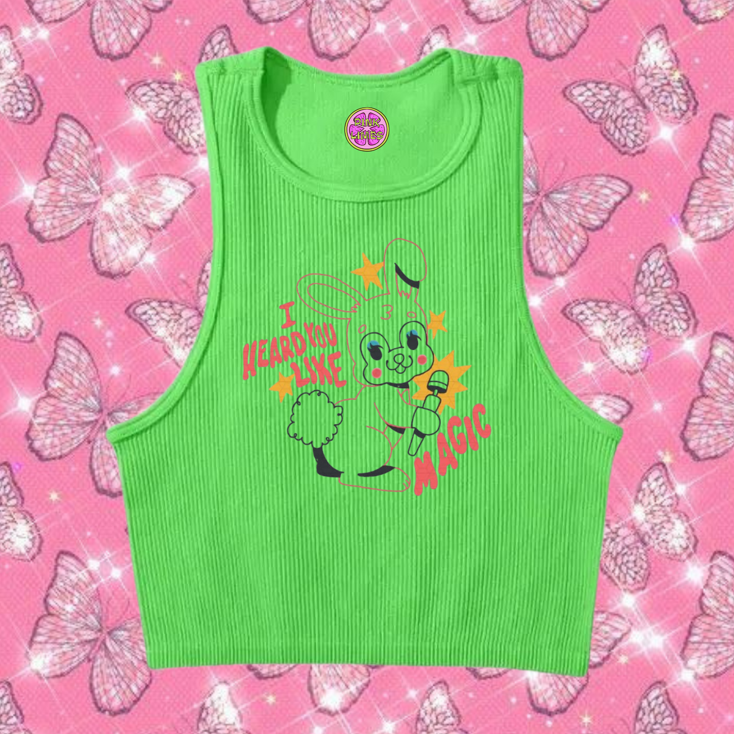 I Heard You Like Magic Crop Tank Top Green Shirts & Tops PinkLimes Trending Streetwear