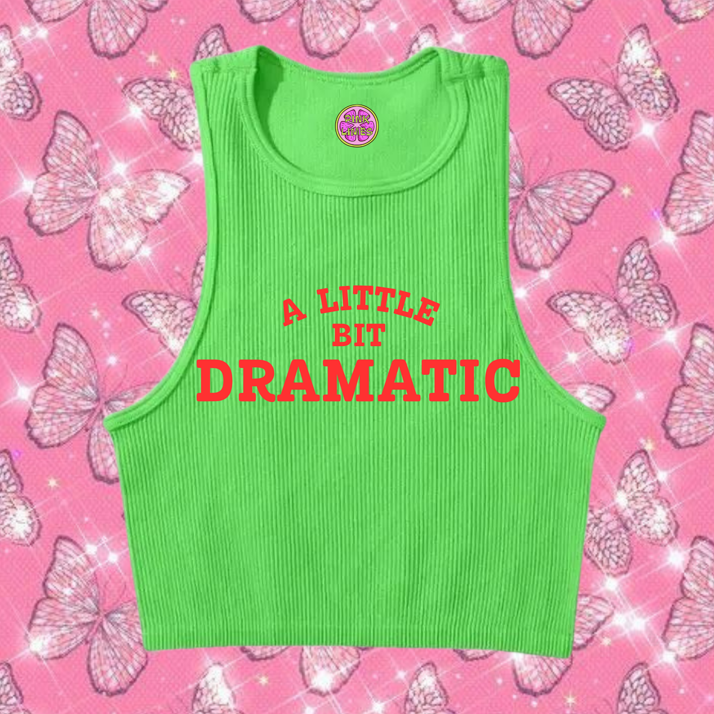 A Little Bit Dramatic Crop Tank Top Green Shirts & Tops PinkLimes Trending Streetwear