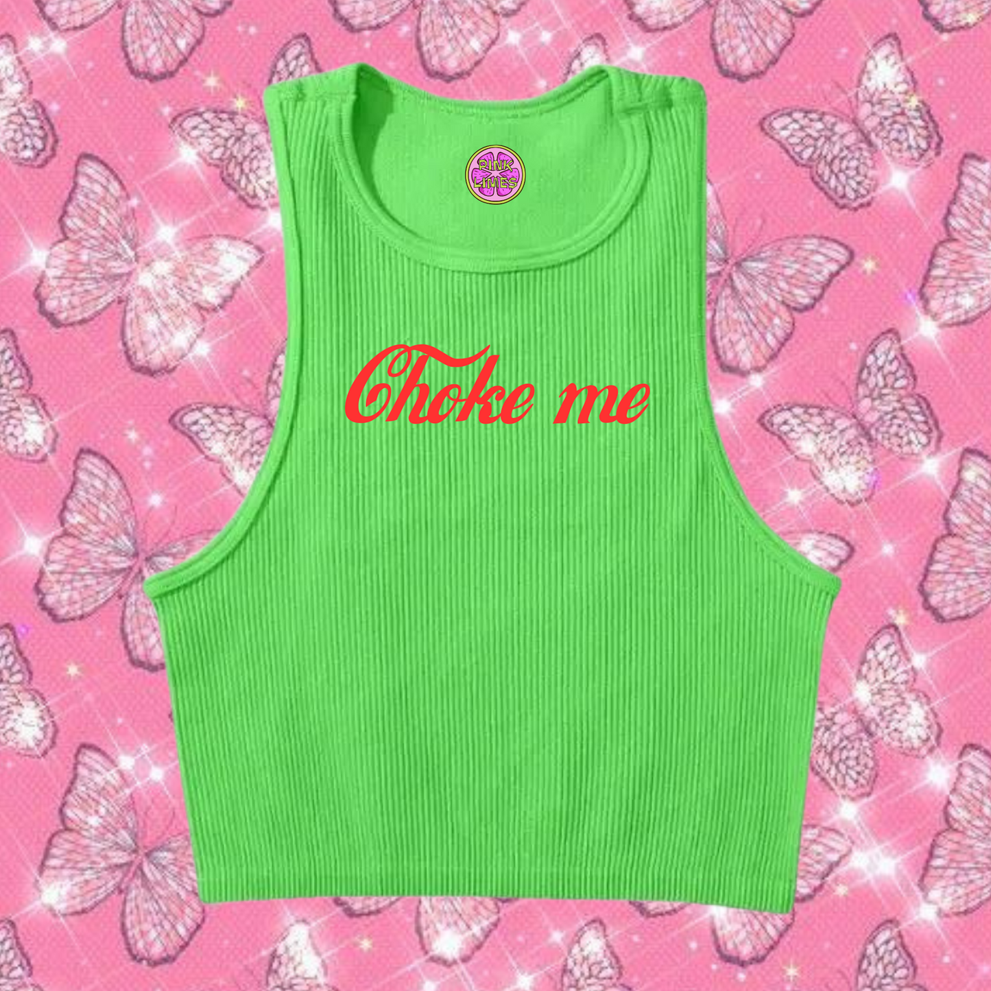 Choke Me Crop Tank Top Green Shirts & Tops PinkLimes Trending Streetwear