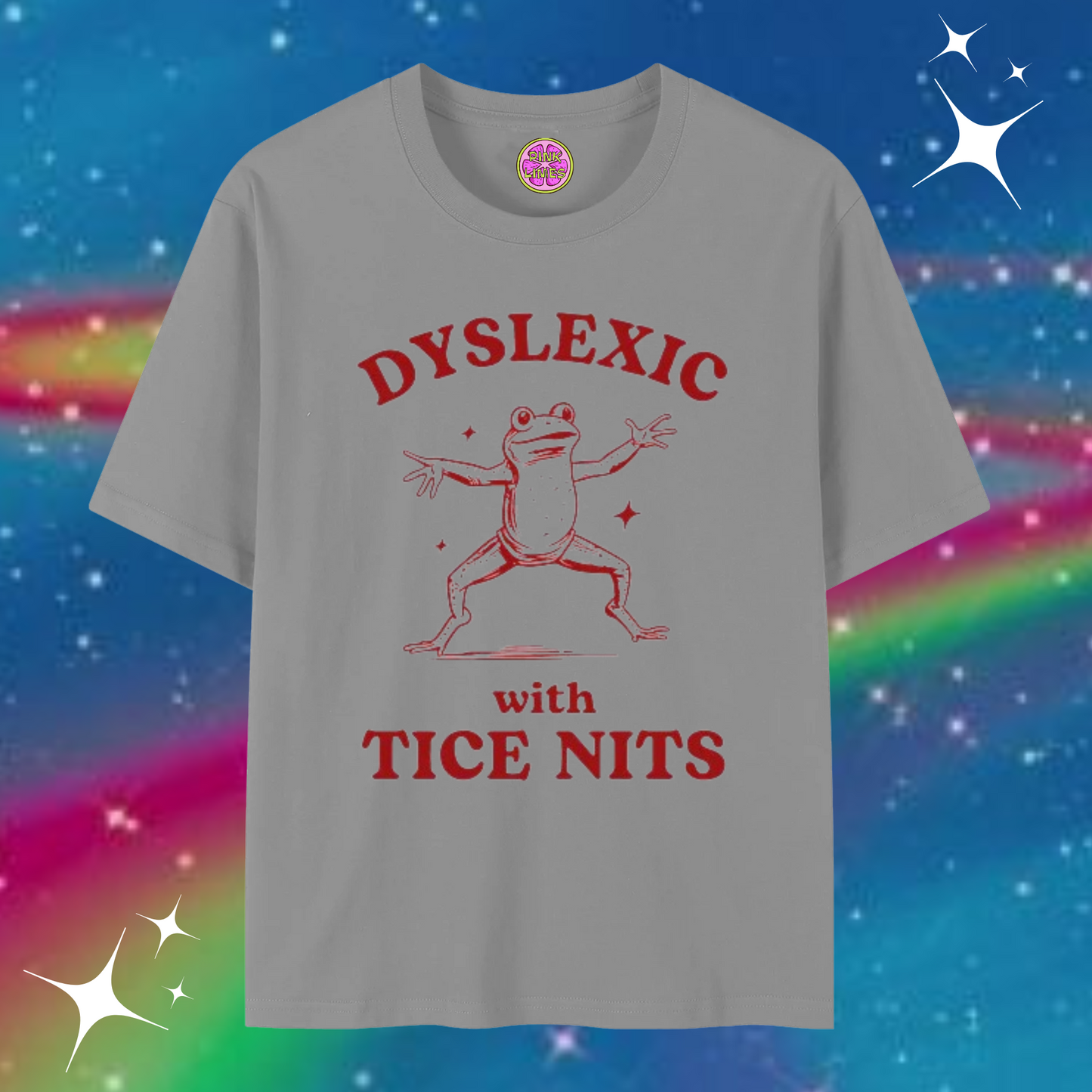 Dyslexic With Tice Nits Baggy Tee Gray Shirts & Tops PinkLimes Trending Streetwear